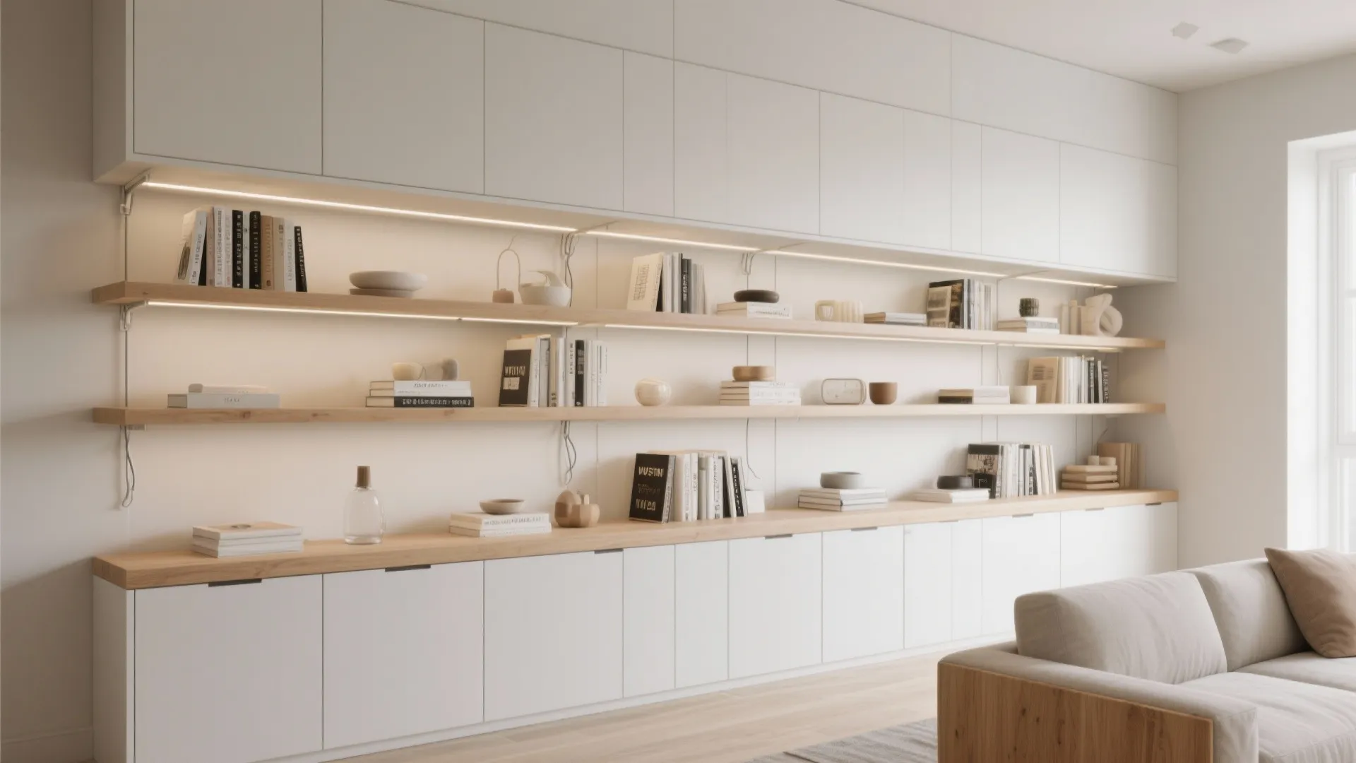 Built-in Shallow Shelving as Architecture