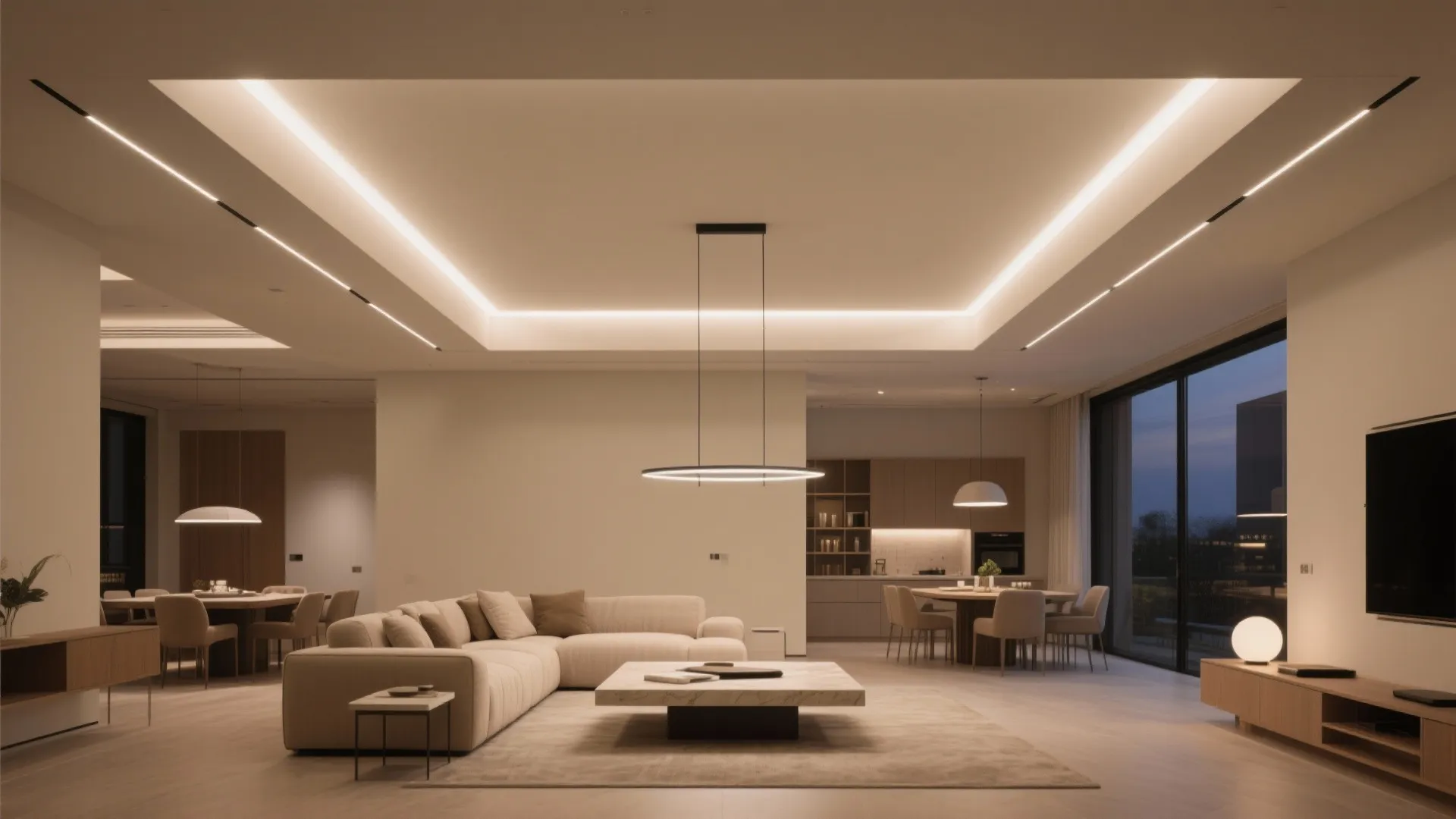 4) Two-level coffer with hidden LED and center statement