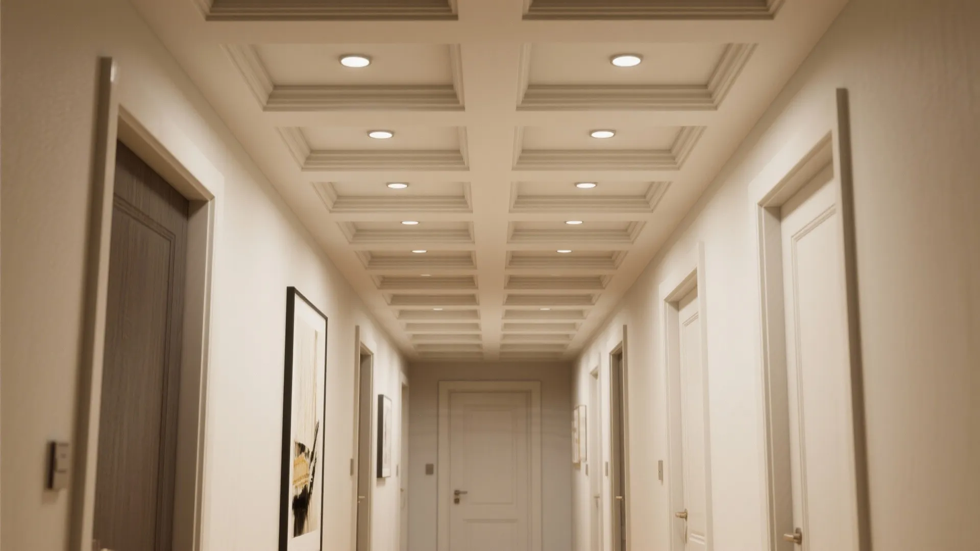 Shallow Coffered Ceiling with Slim Beams