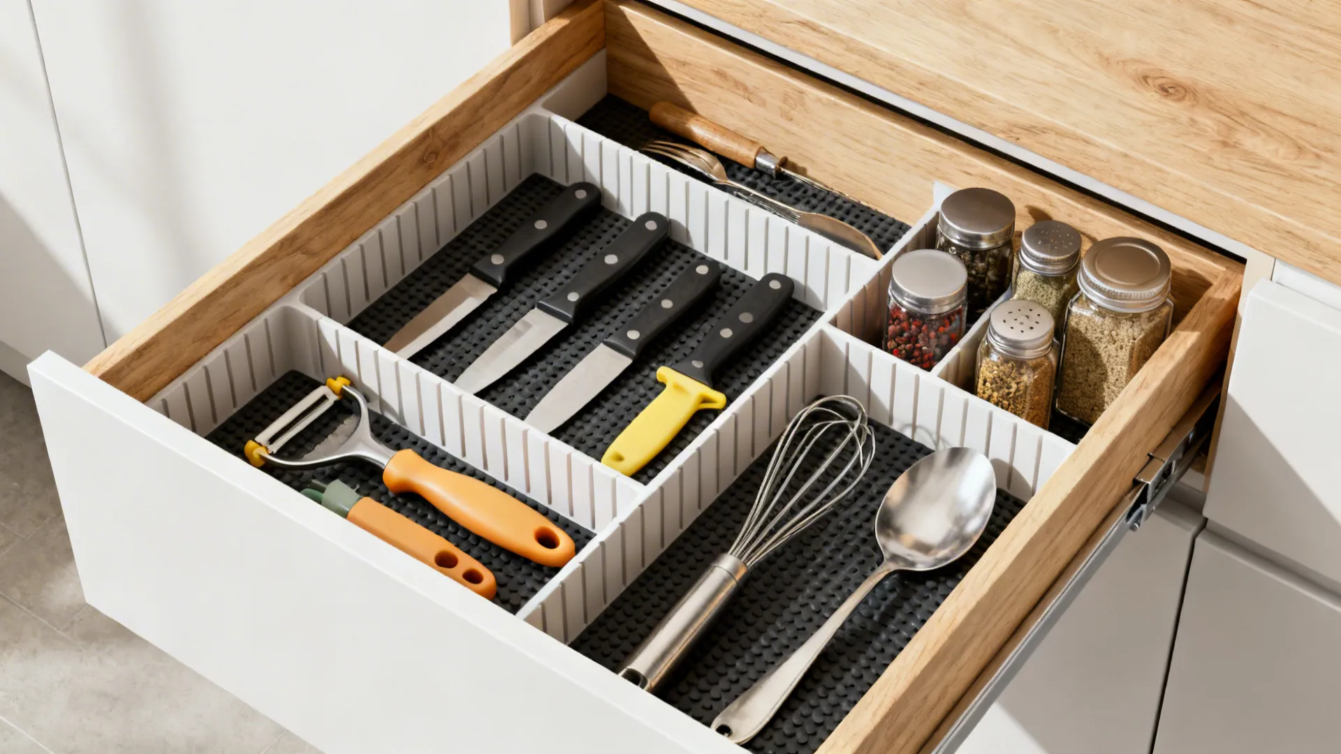 Shallow Drawers with Dividers for Prep Zones