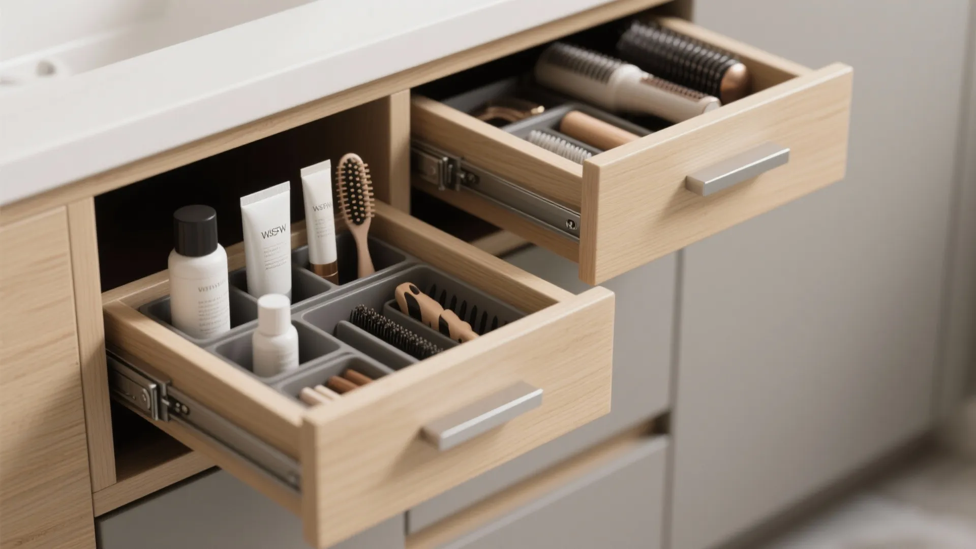 Shallow double-drawer configuration