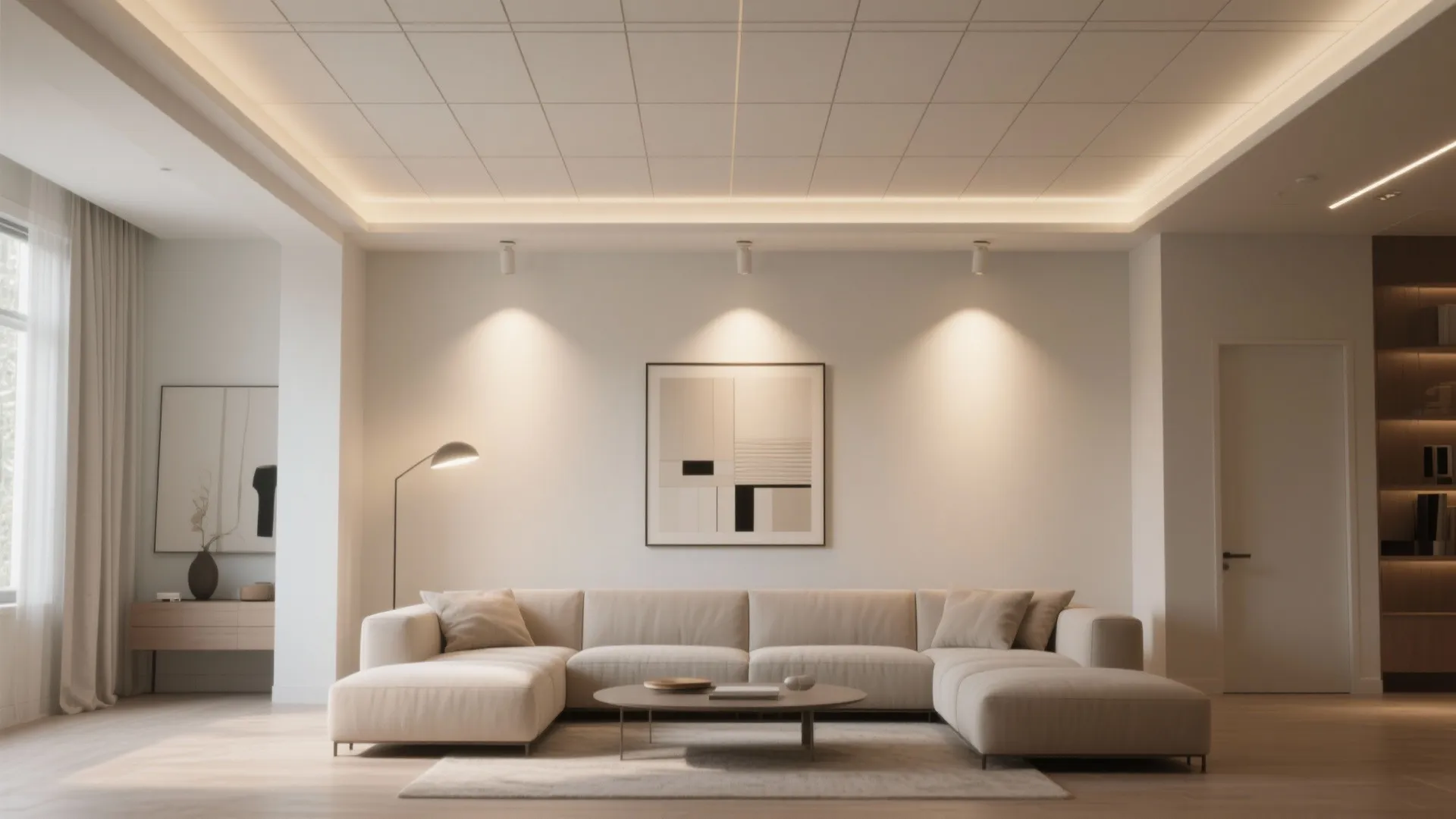 Shallow T-Bar Grid with Concealed Lines