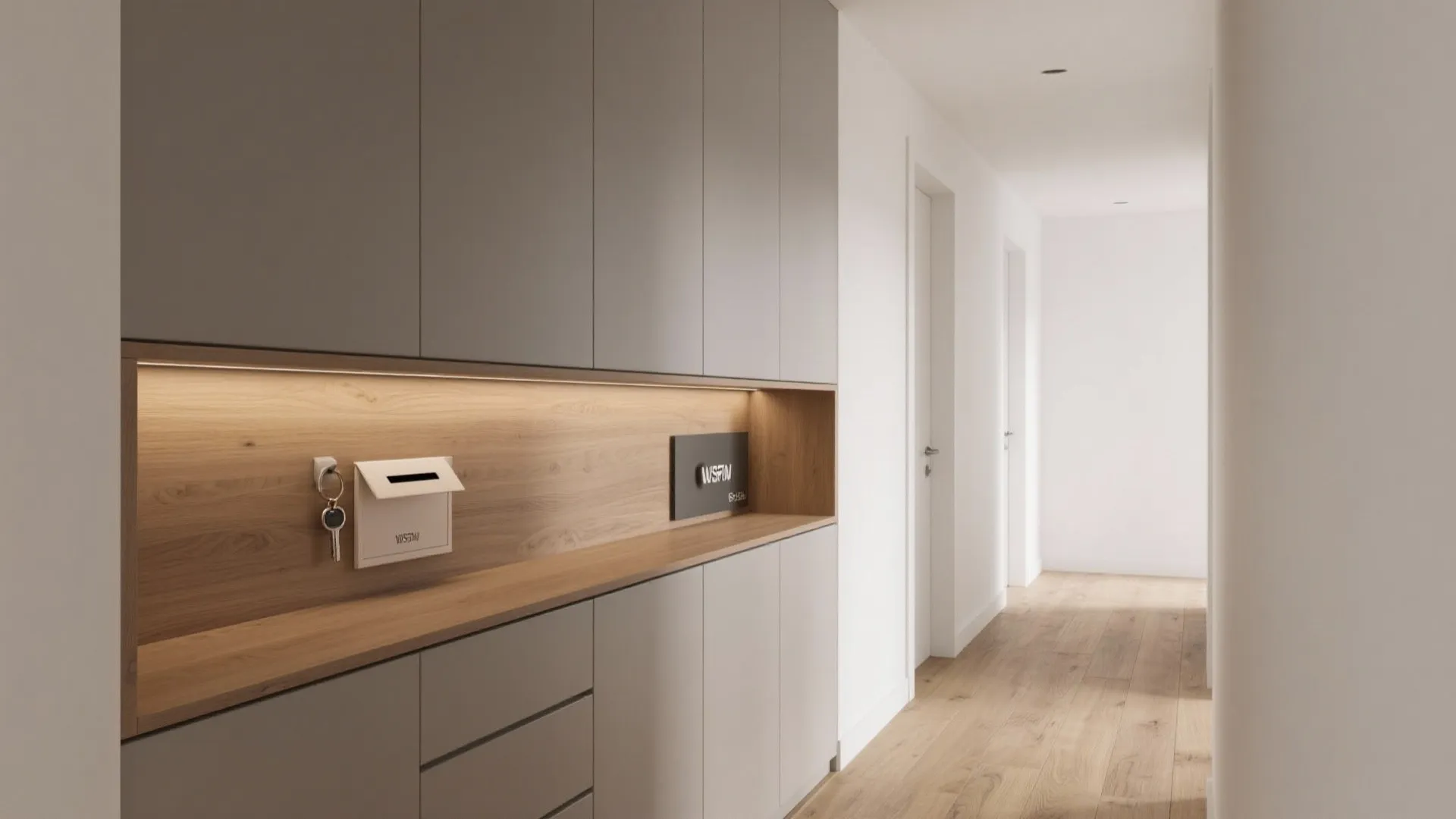 Minimalist Shallow Storage Wall