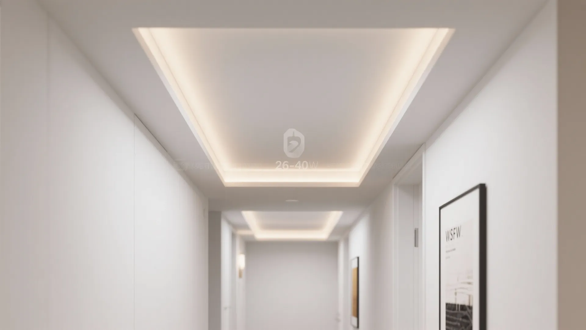 Shallow tray ceiling to frame the corridor