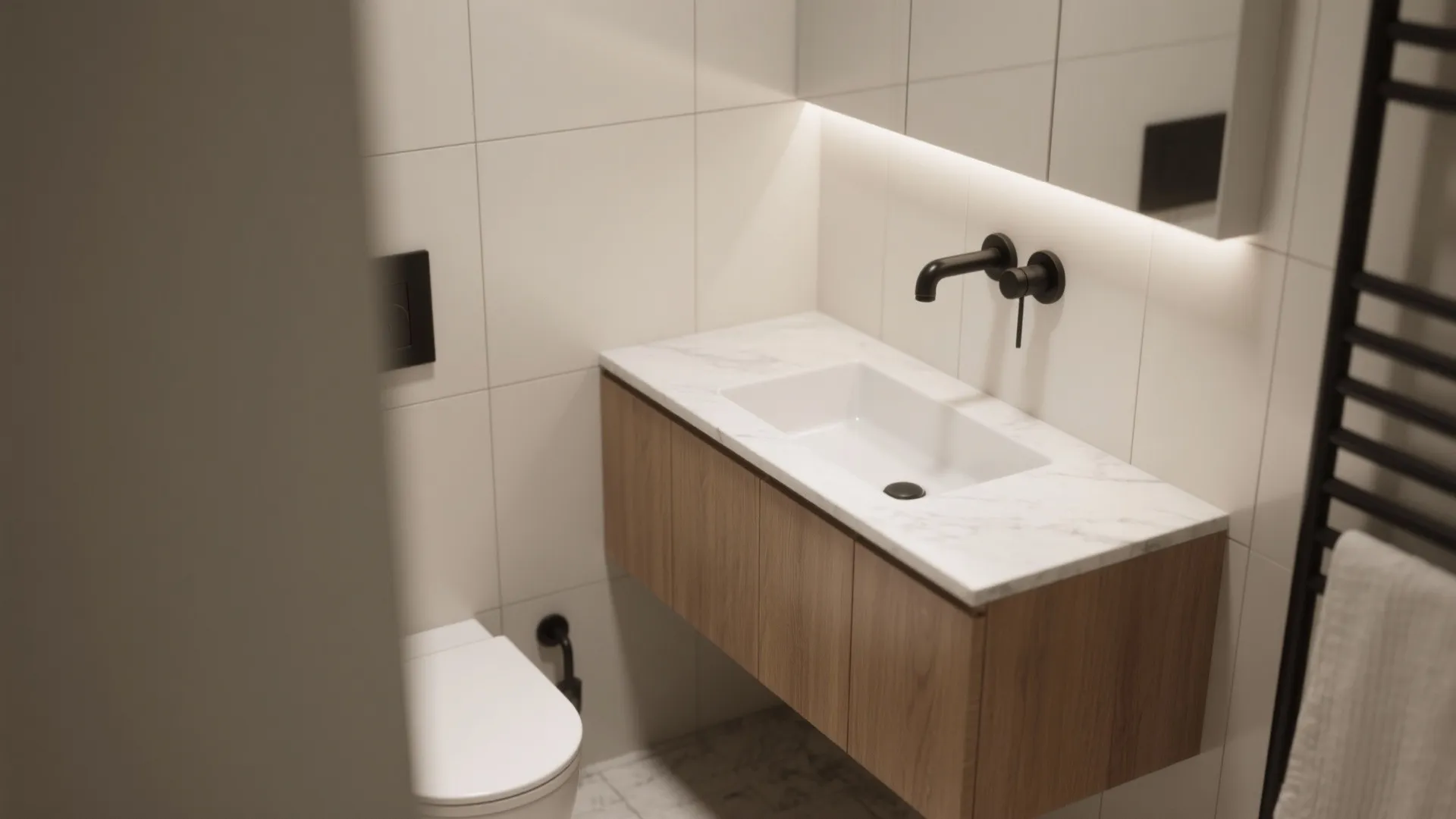 Idea 1: Go shallow with a wall-mounted faucet and slim basin