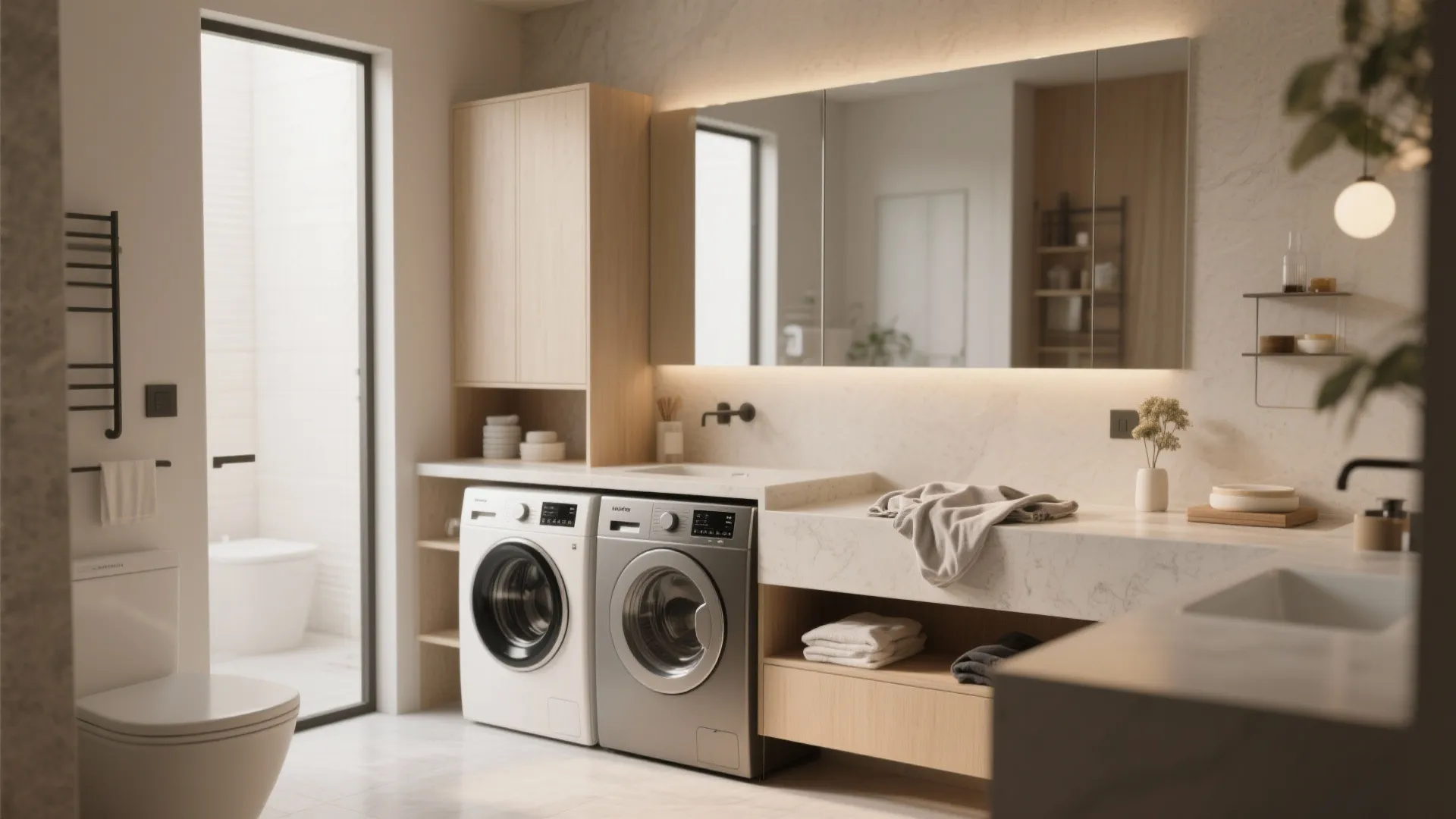 2. Shared Countertop Over Laundry Machines