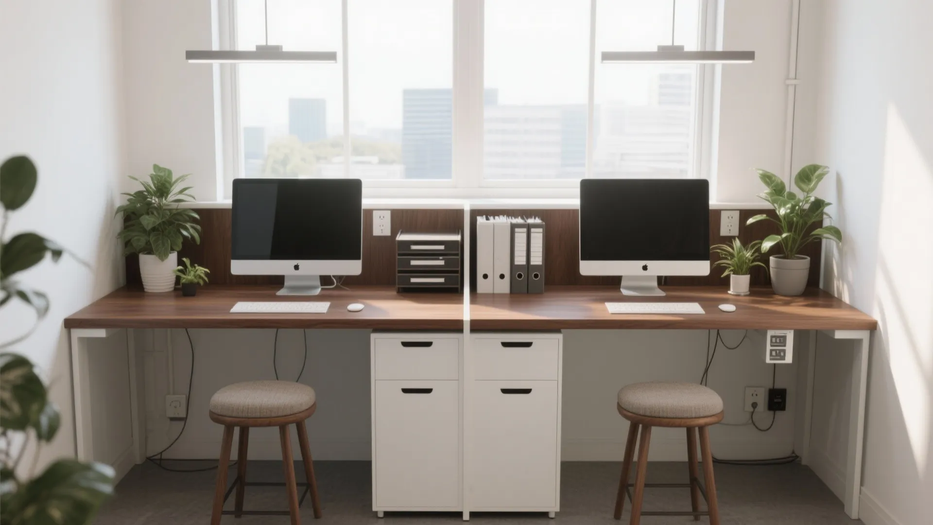 5. Shared Desk Island for Two (or a Team of One and a Half)