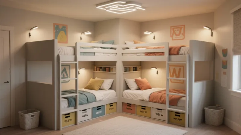 Smart Bunk Bed Kids Room with Storage Solutions
