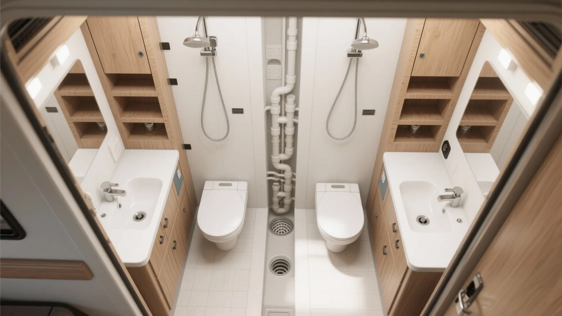 3. Shared plumbing wall to save space
