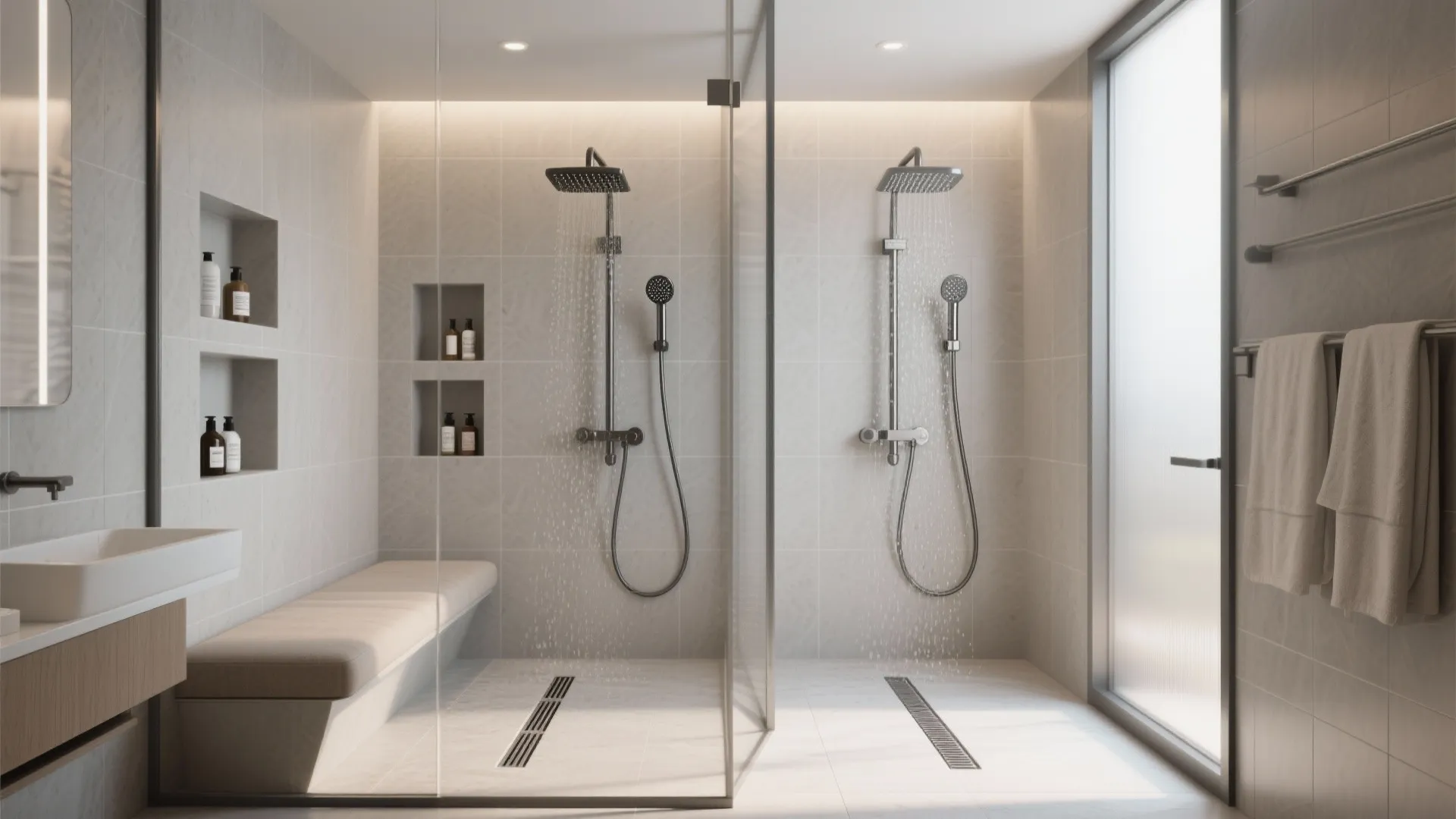 4. Shared shower with bench and niches