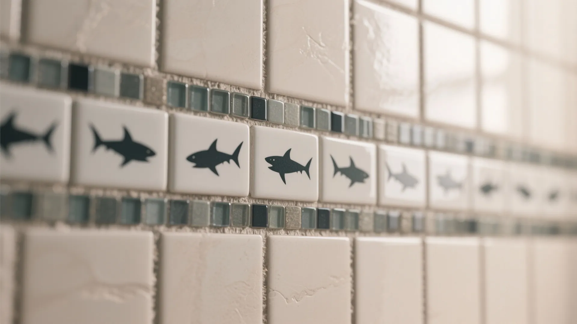 3. Shark tile accents around the shower