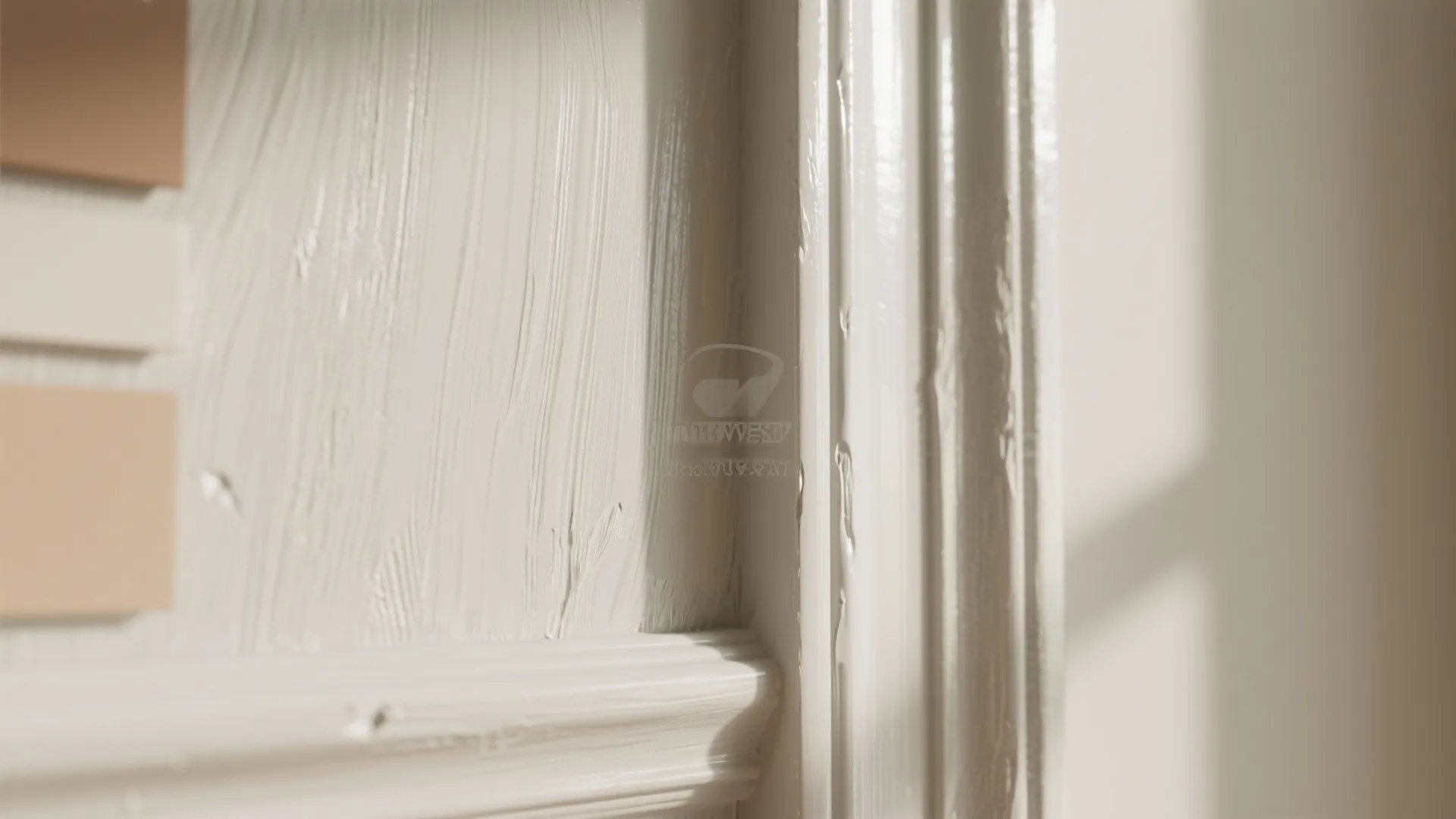 Close-up of eggshell and high-gloss paint finishes showing reflections and texture.