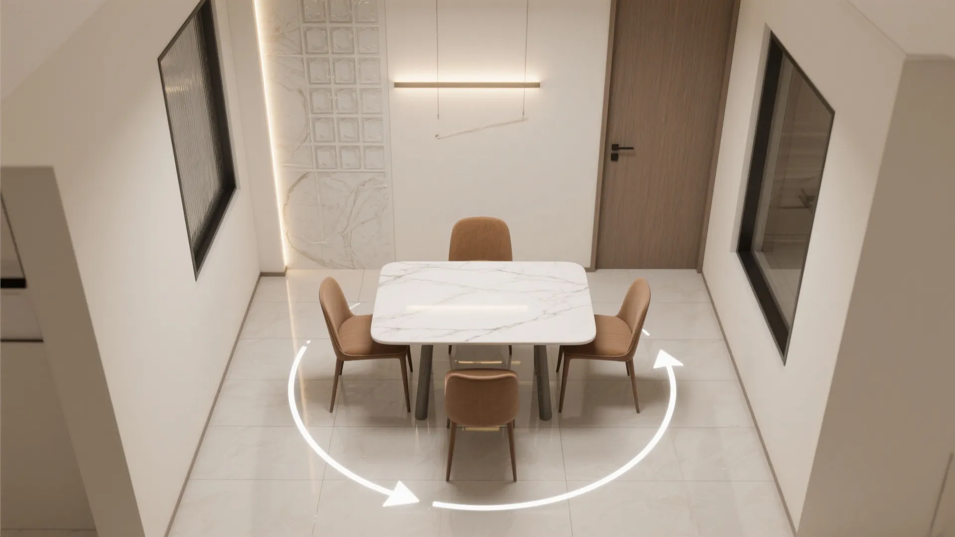 Subtle sheen and light-reflective tiles to brighten small rooms