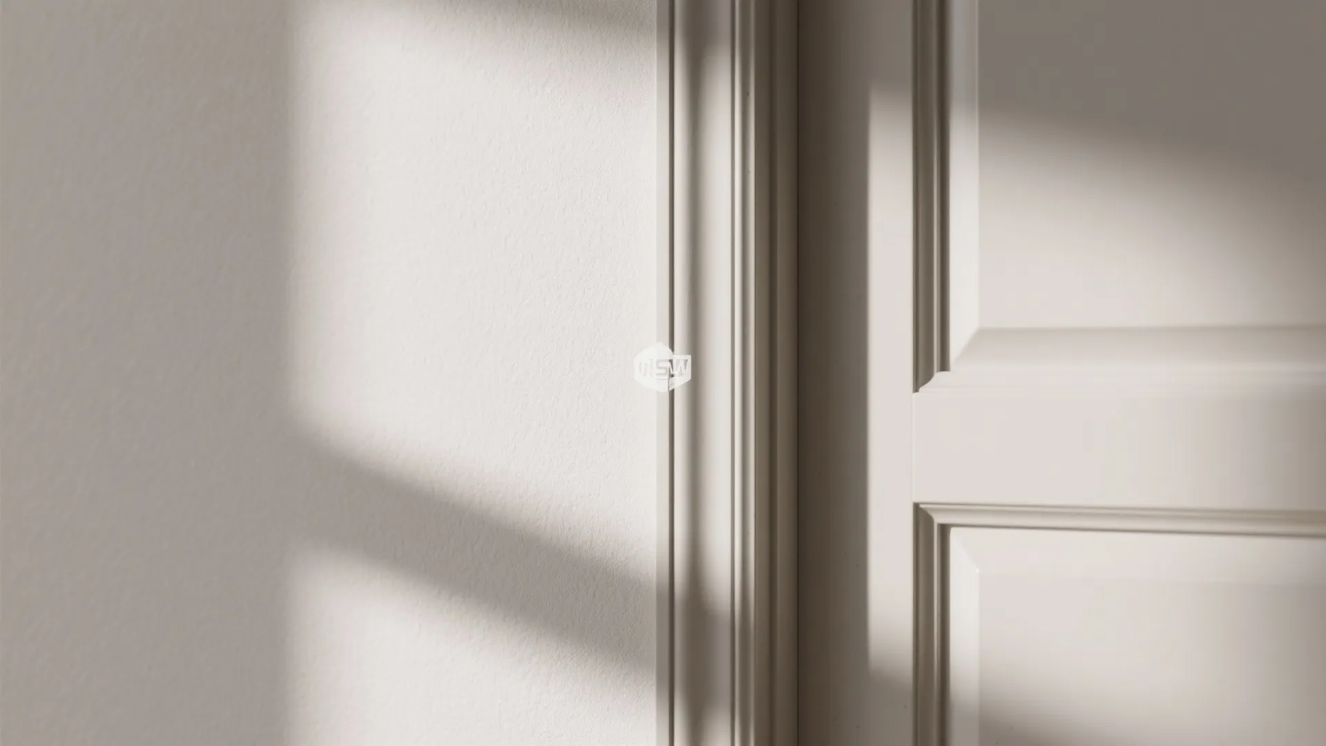 Close up of cream wall panel detail with soft shadows and clean white interior texture