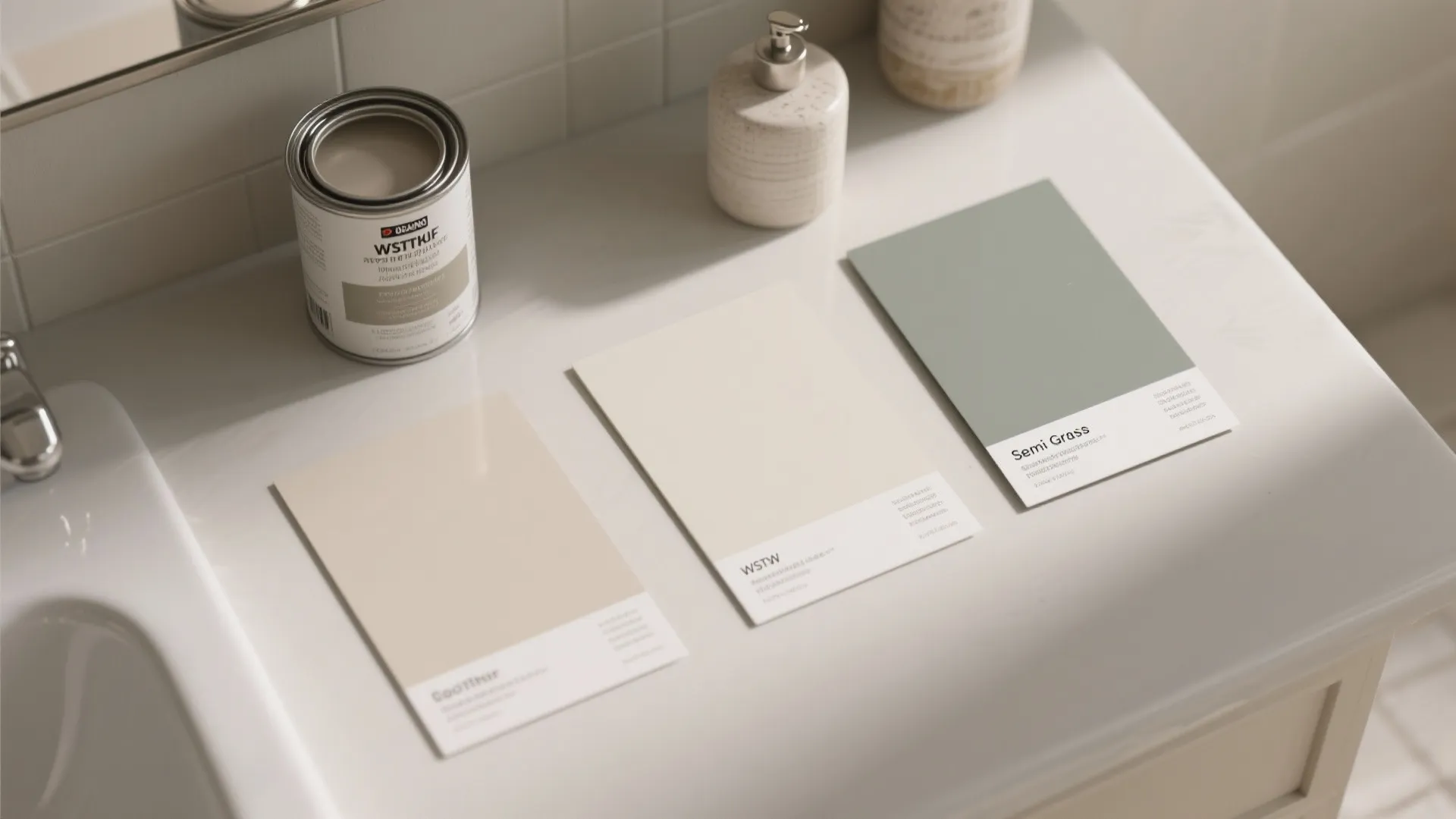 Top-down swatches showing the same paint color in matte, eggshell, and semi-gloss to compare light bounce.