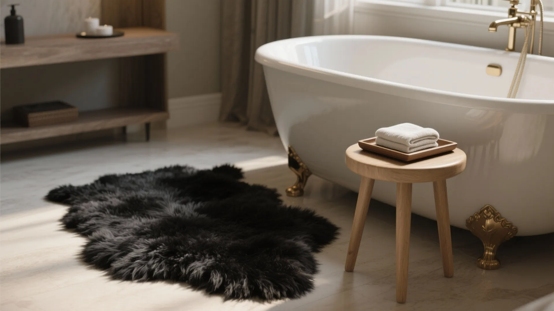 5. Luxury Black Sheepskin Accent Rug