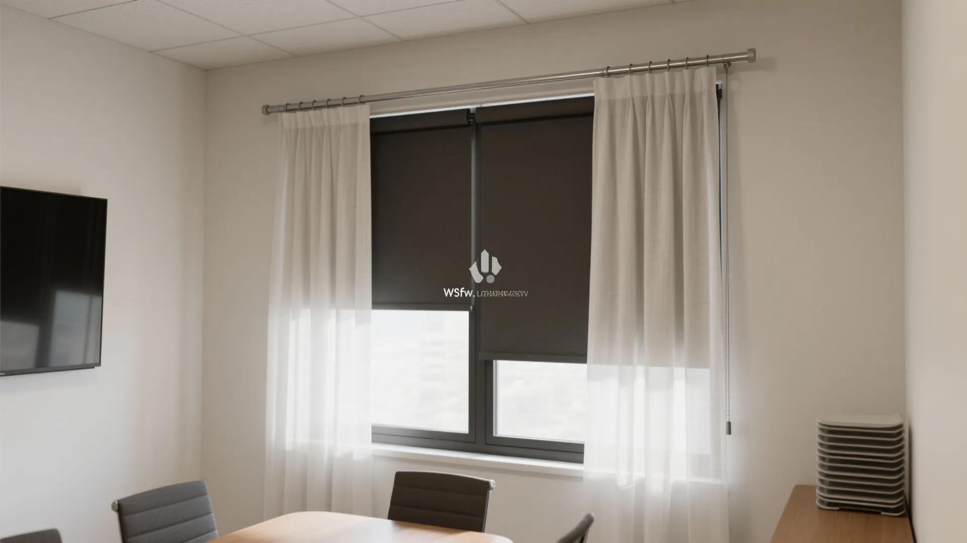 Idea 1: Layered sheers + blackouts on a slim double track