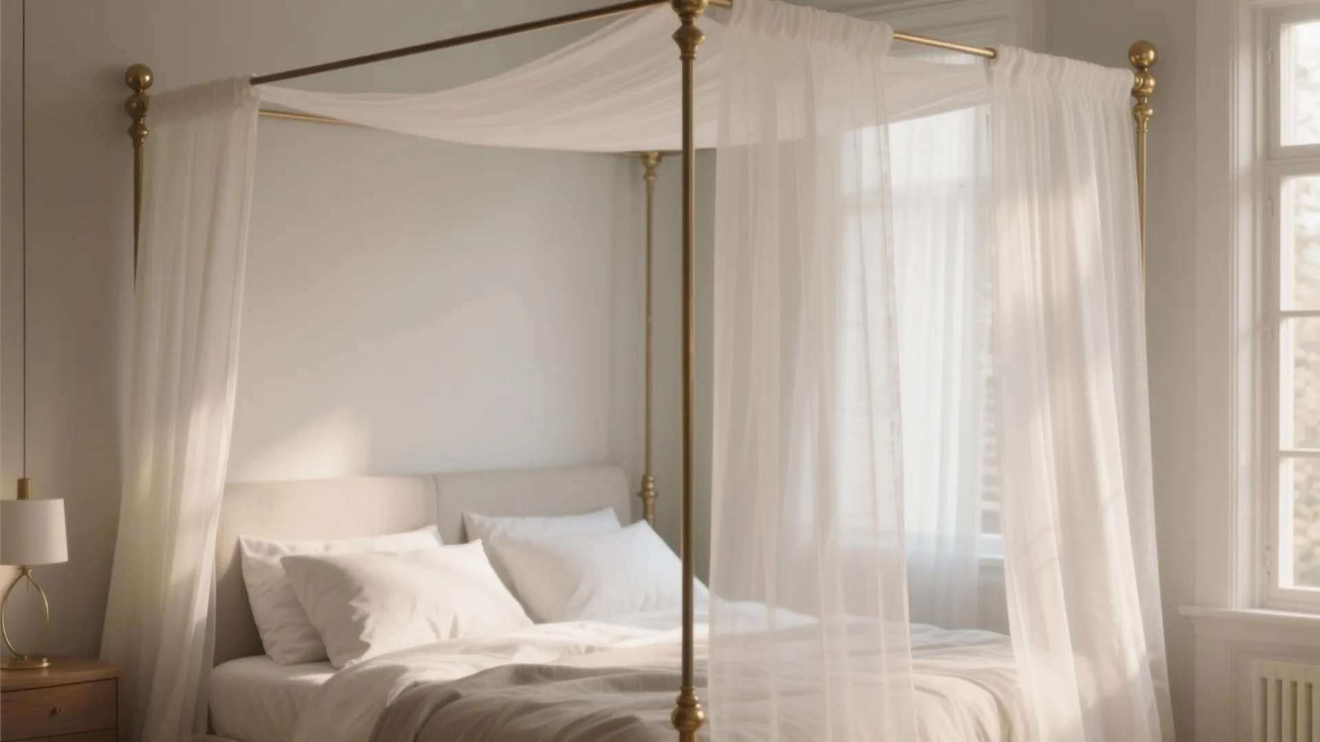 2) Sheer drapery as a soft room divider