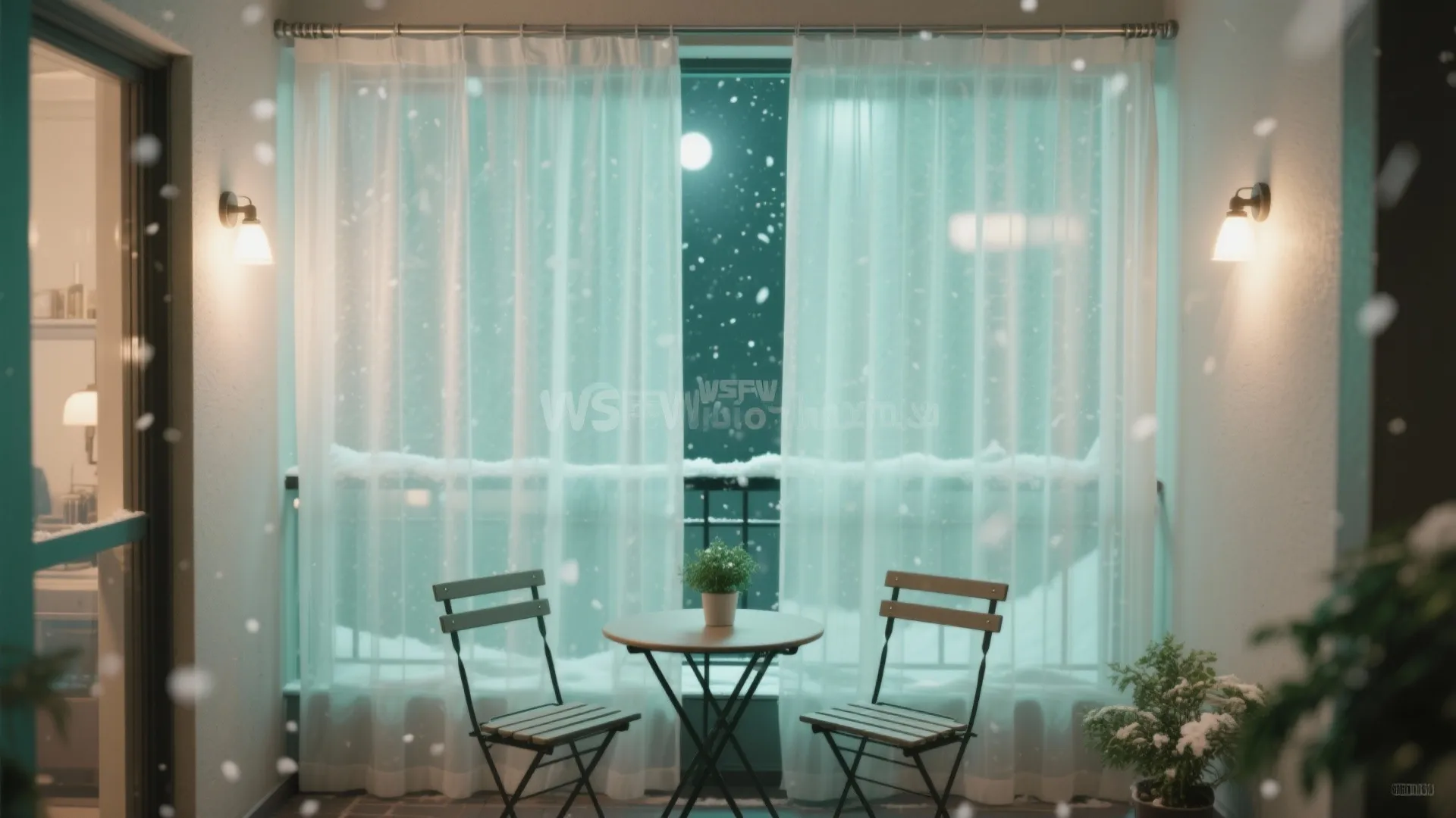 Sheer Curtain + Curtain Lights for Soft Glow