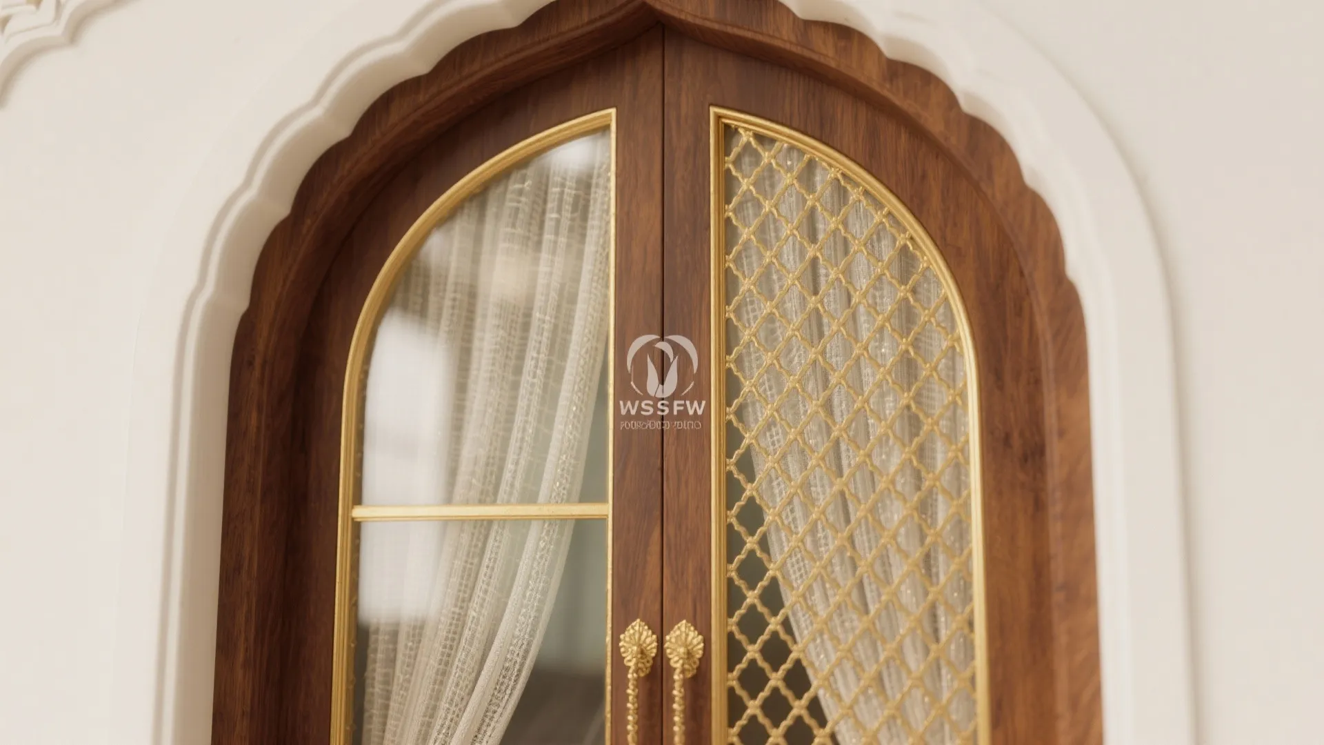Clear Glass with Wooden Arch Frame (Add Sheer or Lattice When Needed)