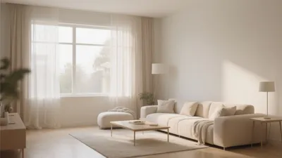 Serene Neutral Living Room with Natural Light