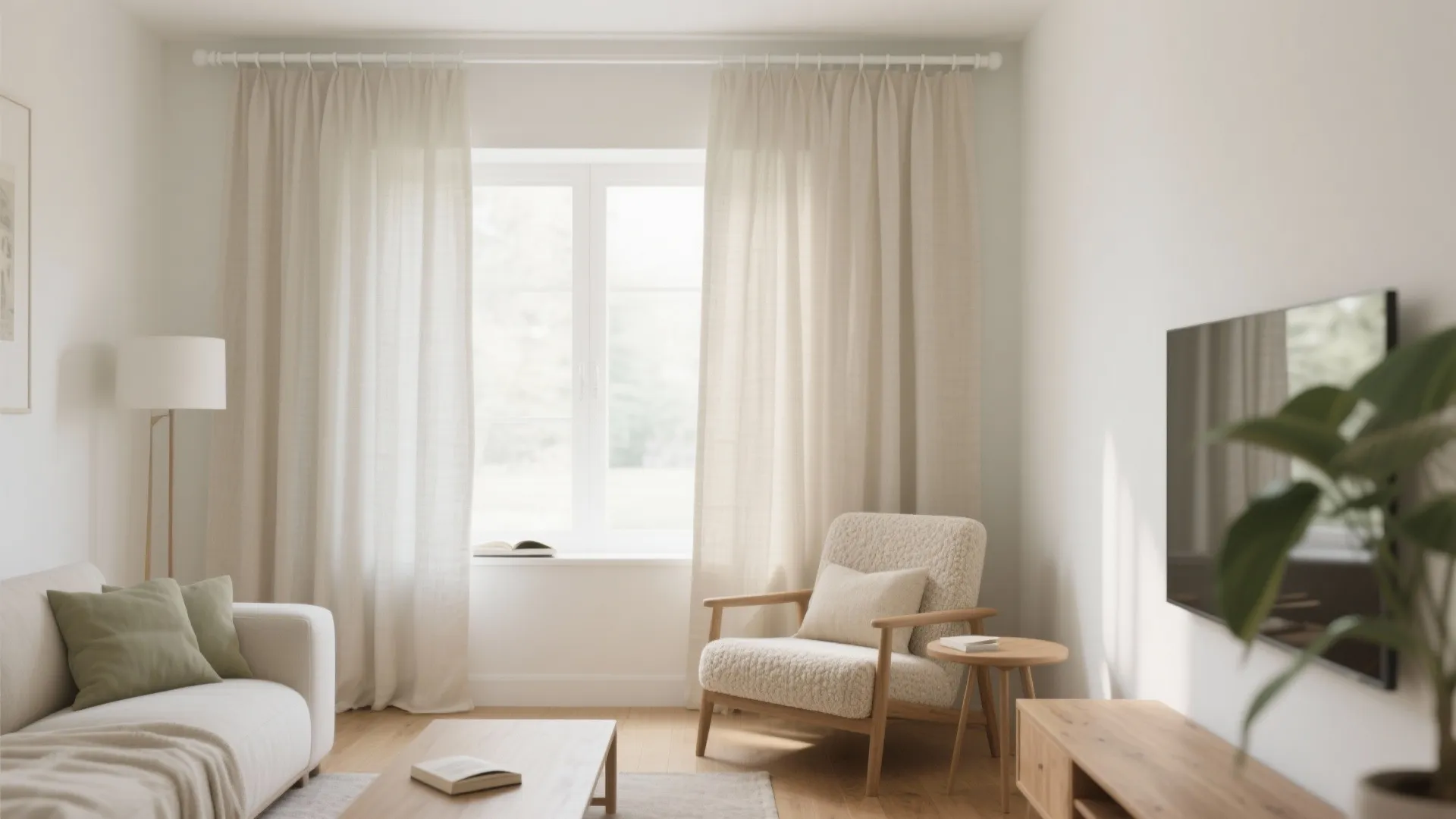 Sheer linen curtain divider for airy privacy