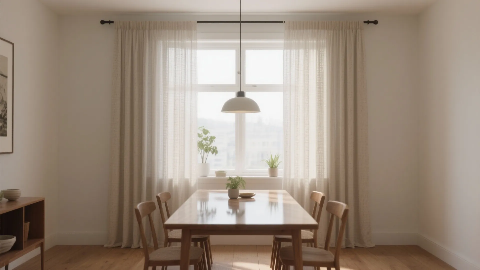 Full-length sheer panels for soft daylight