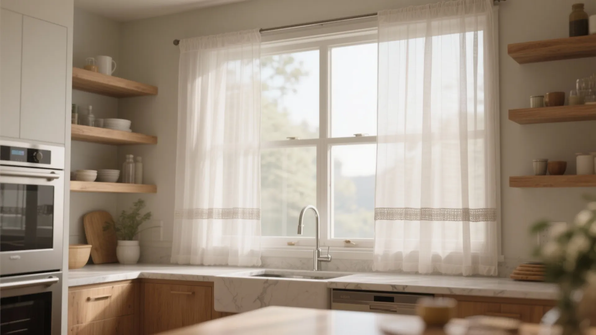 Sheer Panels with Waterproof Trim: Light, airy, and smart