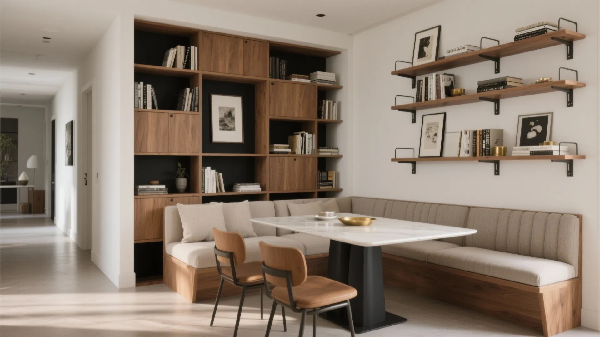 Open-Back Shelving and Banquette Hybrids