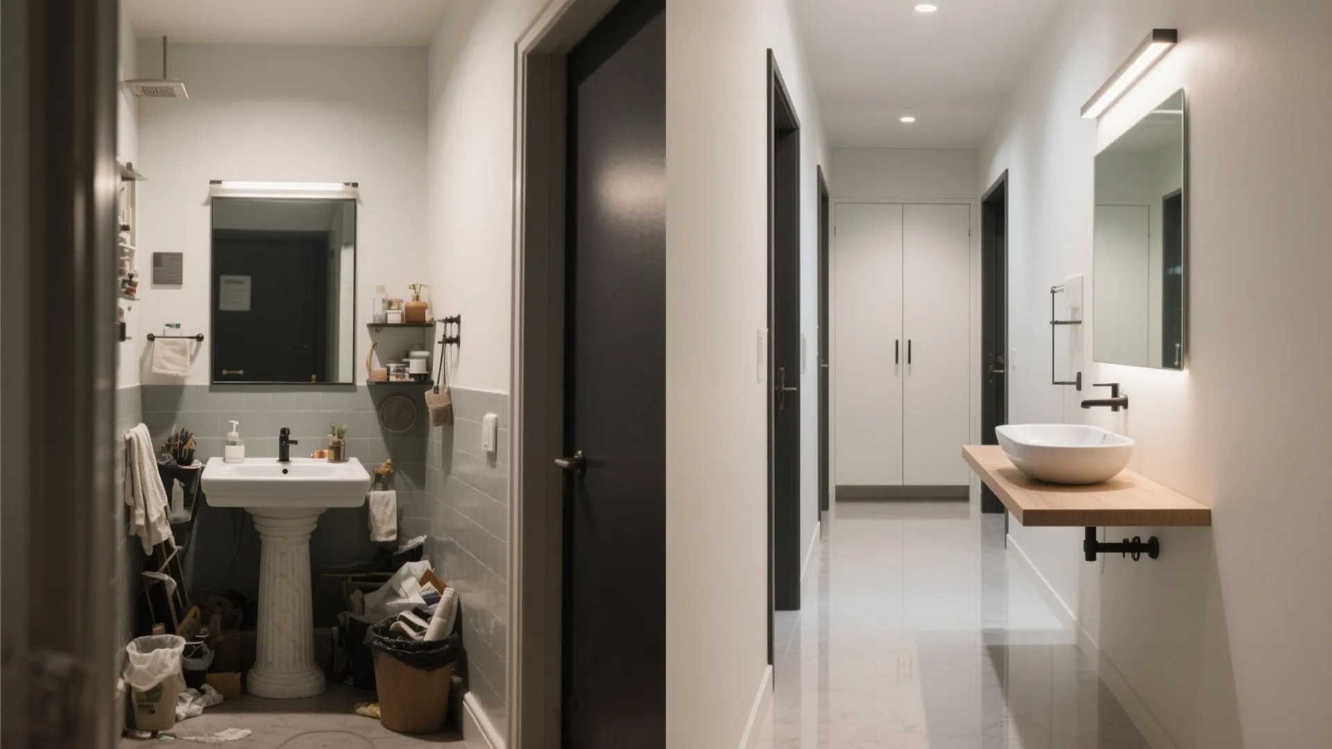 5) Floating Shelf Basin With Mirror Storage