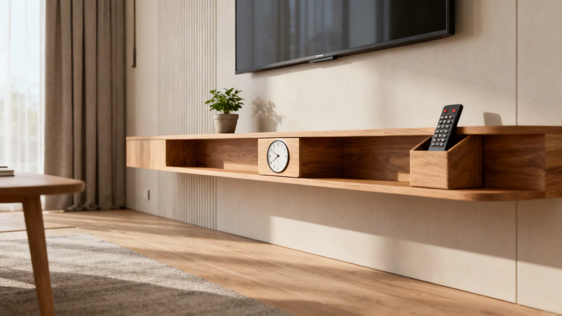 4. Integrated Shelf Clock: Dual Function for Small Rooms