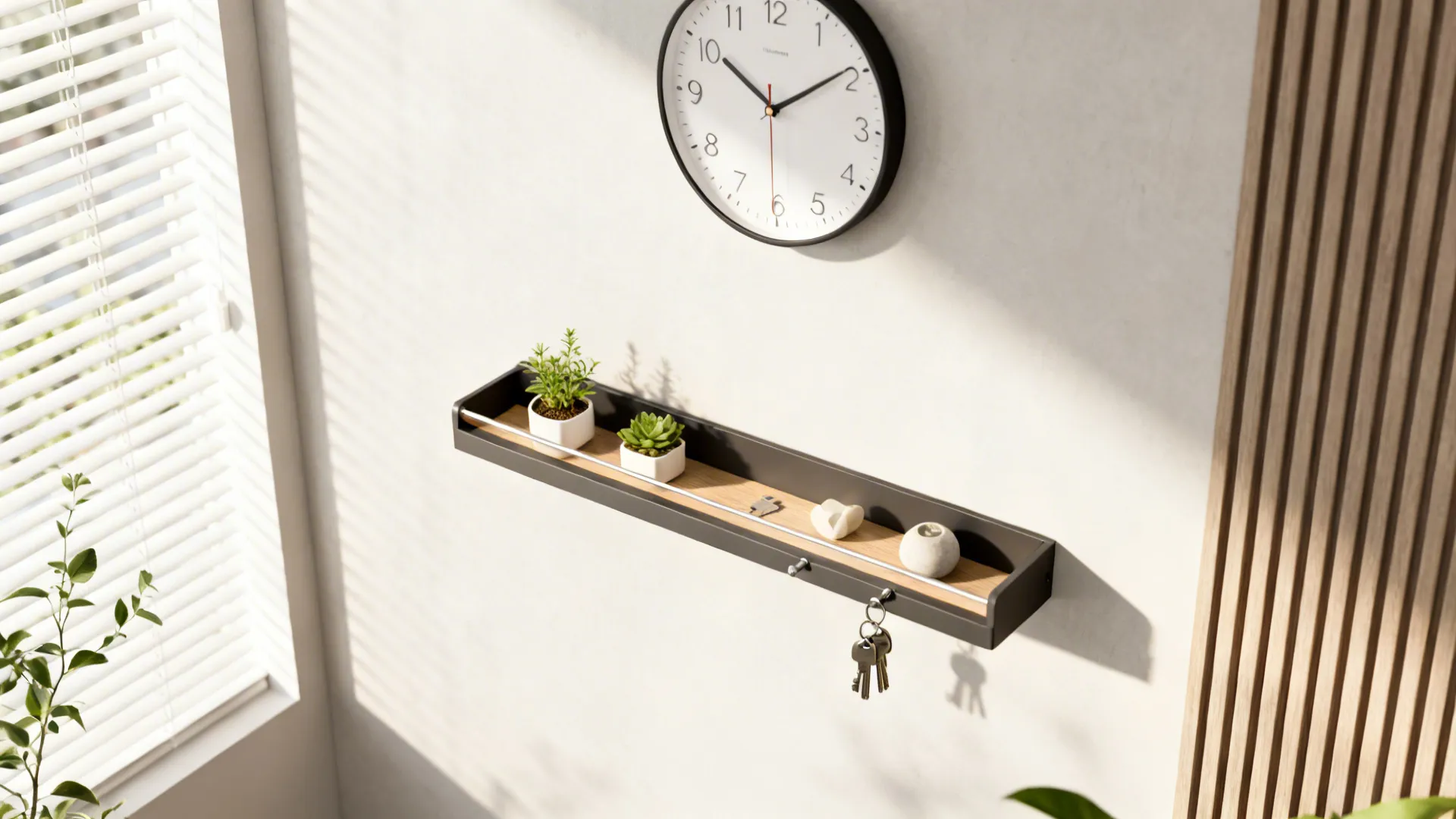 4. Integrated shelving and clock combo