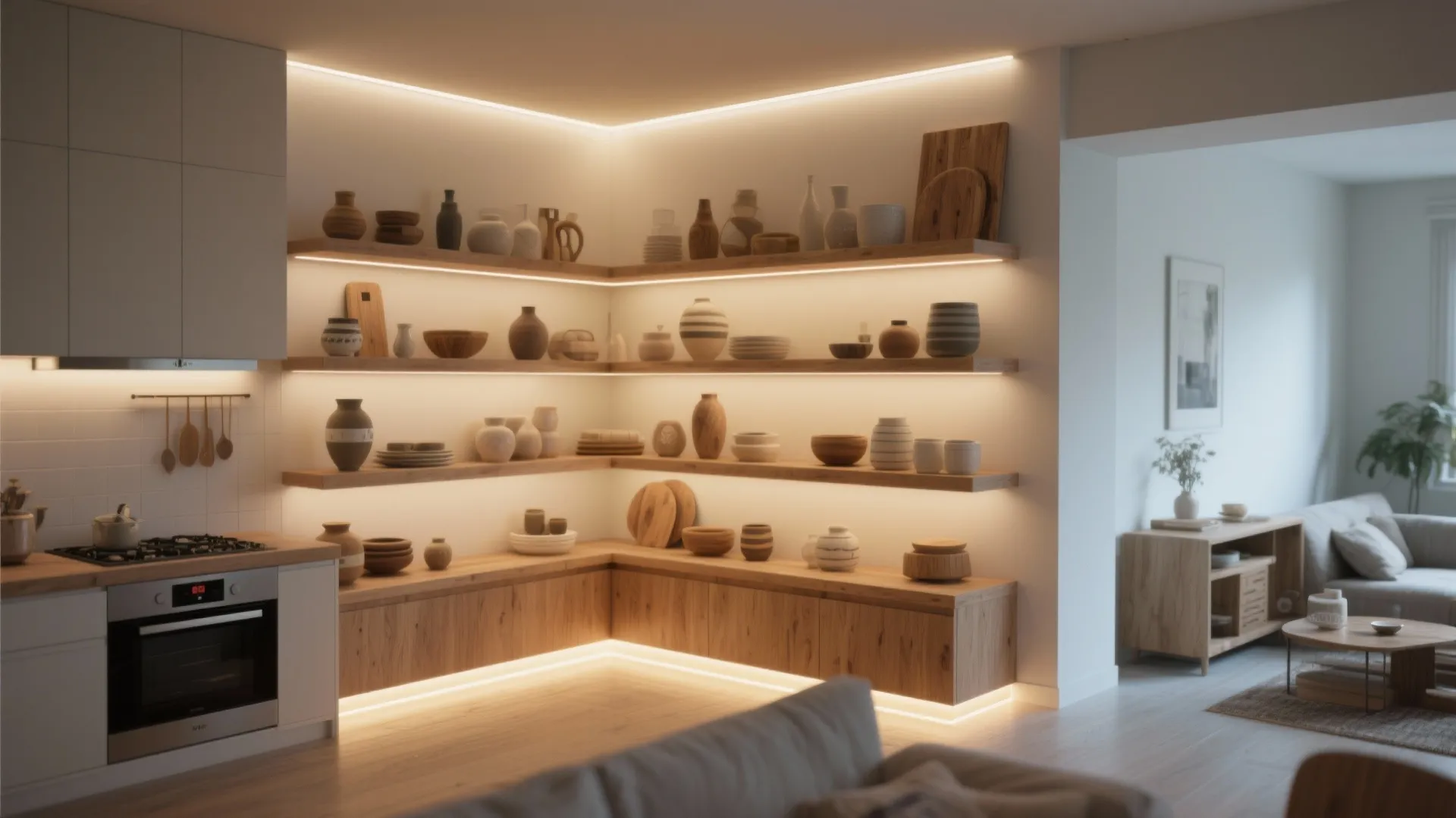 Tip 3: Accent shelves and coves to expand perceived space