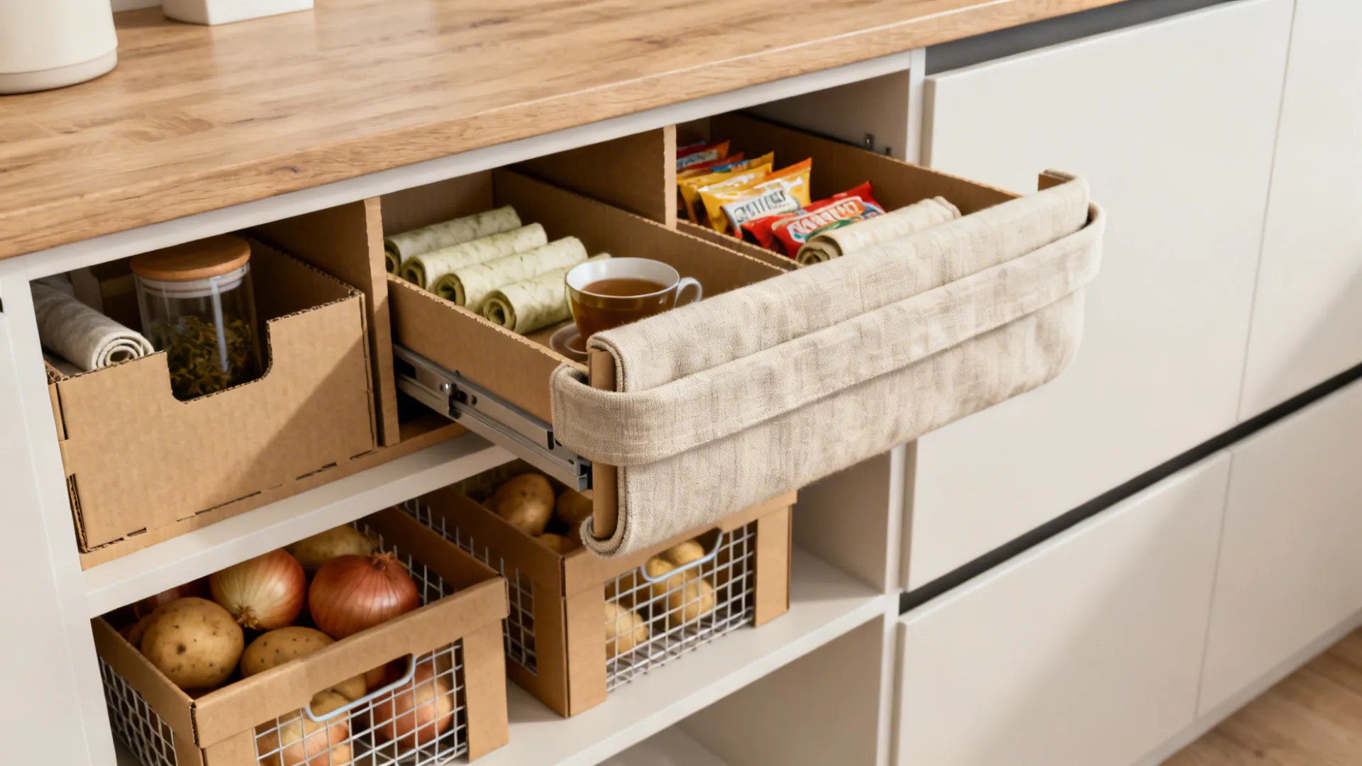 Faux Drawer “Cubbies” and Under-Shelf Baskets