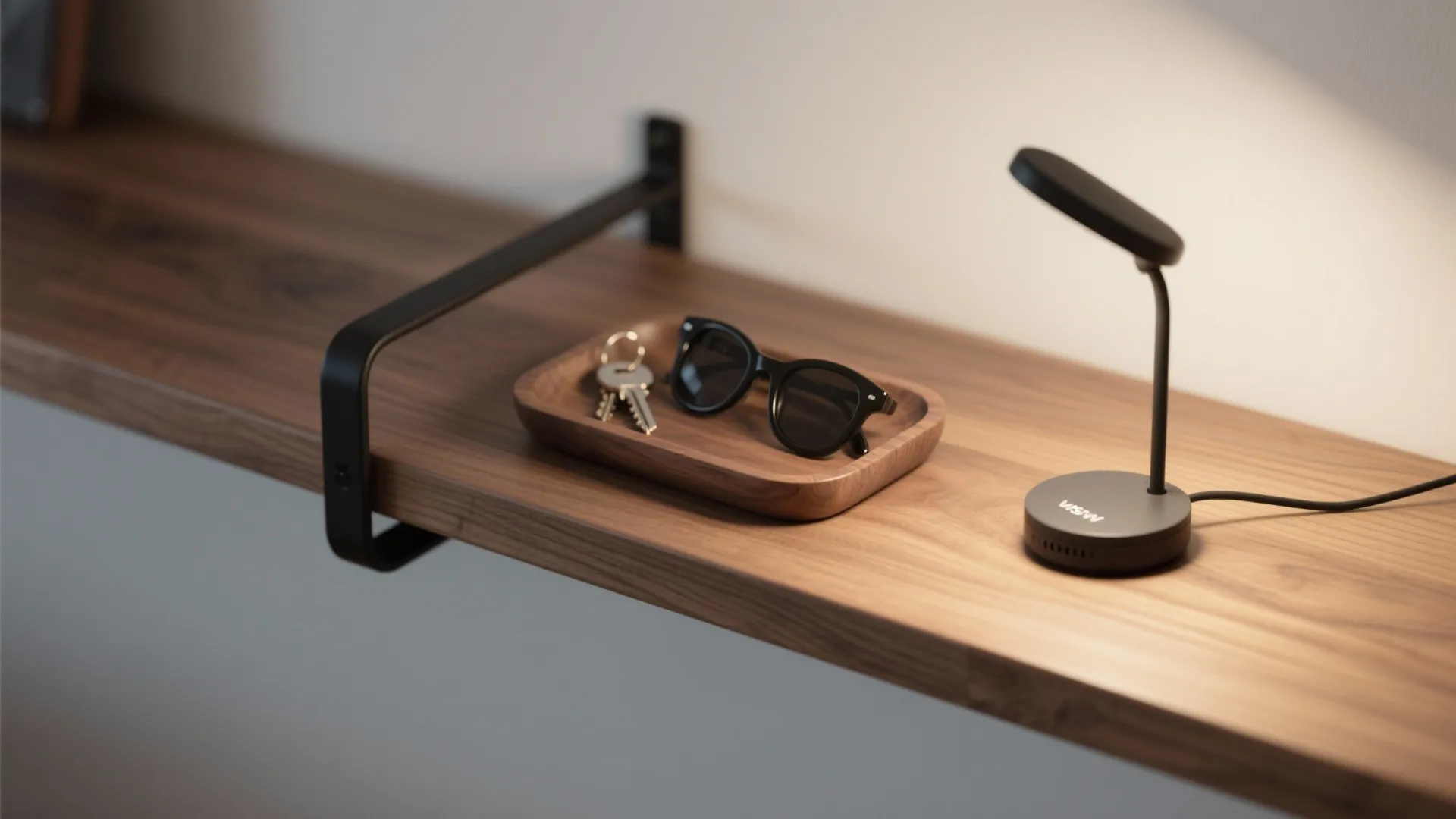 1) Slim Console + Vertical Storage Wall