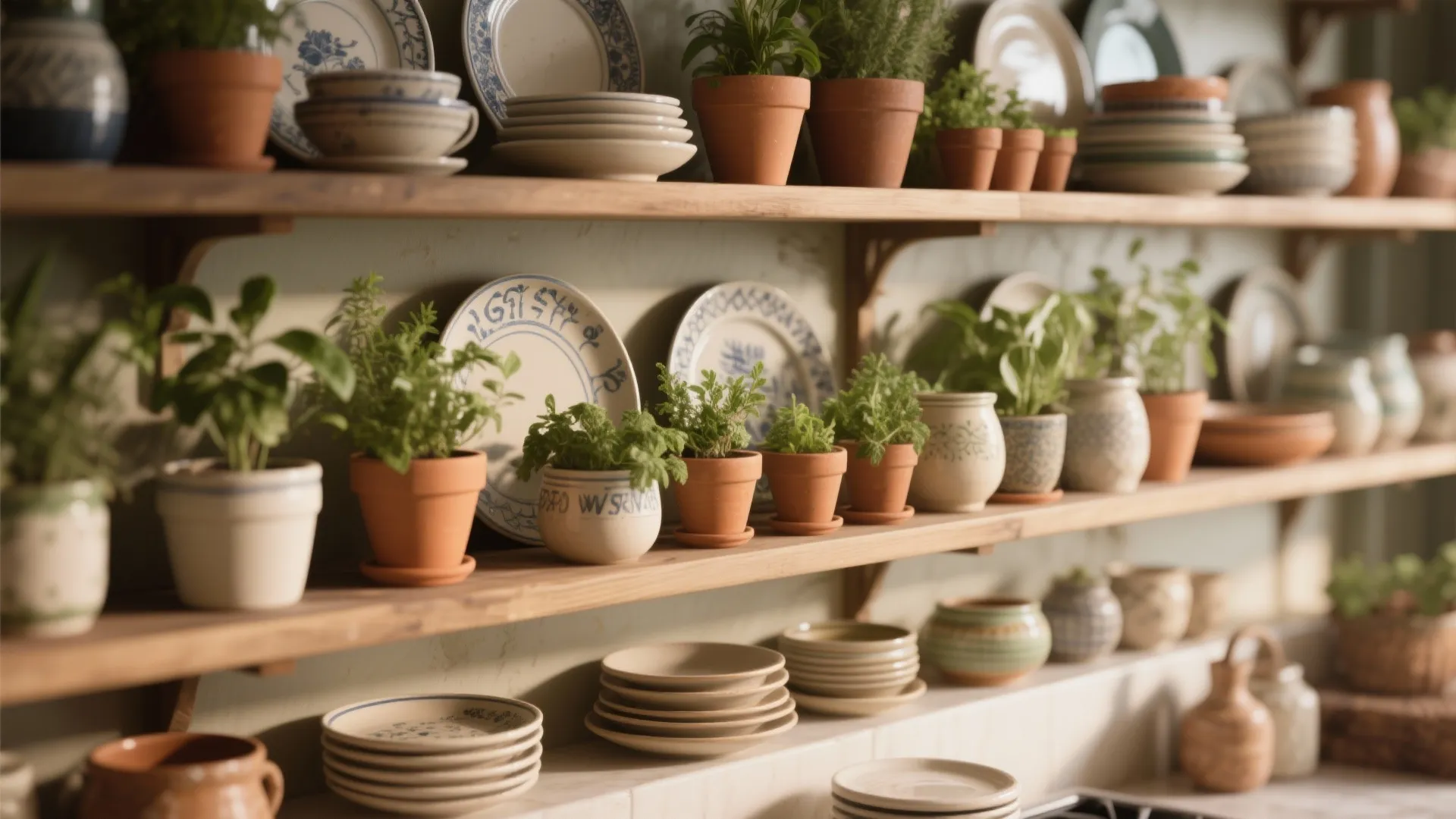 3. Open shelving that doubles as a display garden