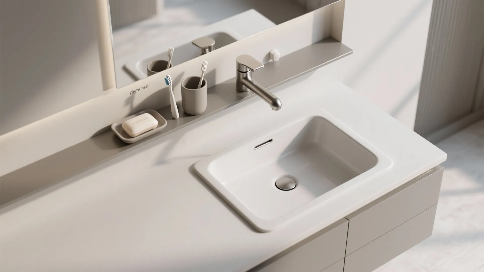 3. Integrated Shelf and Faucet Combo