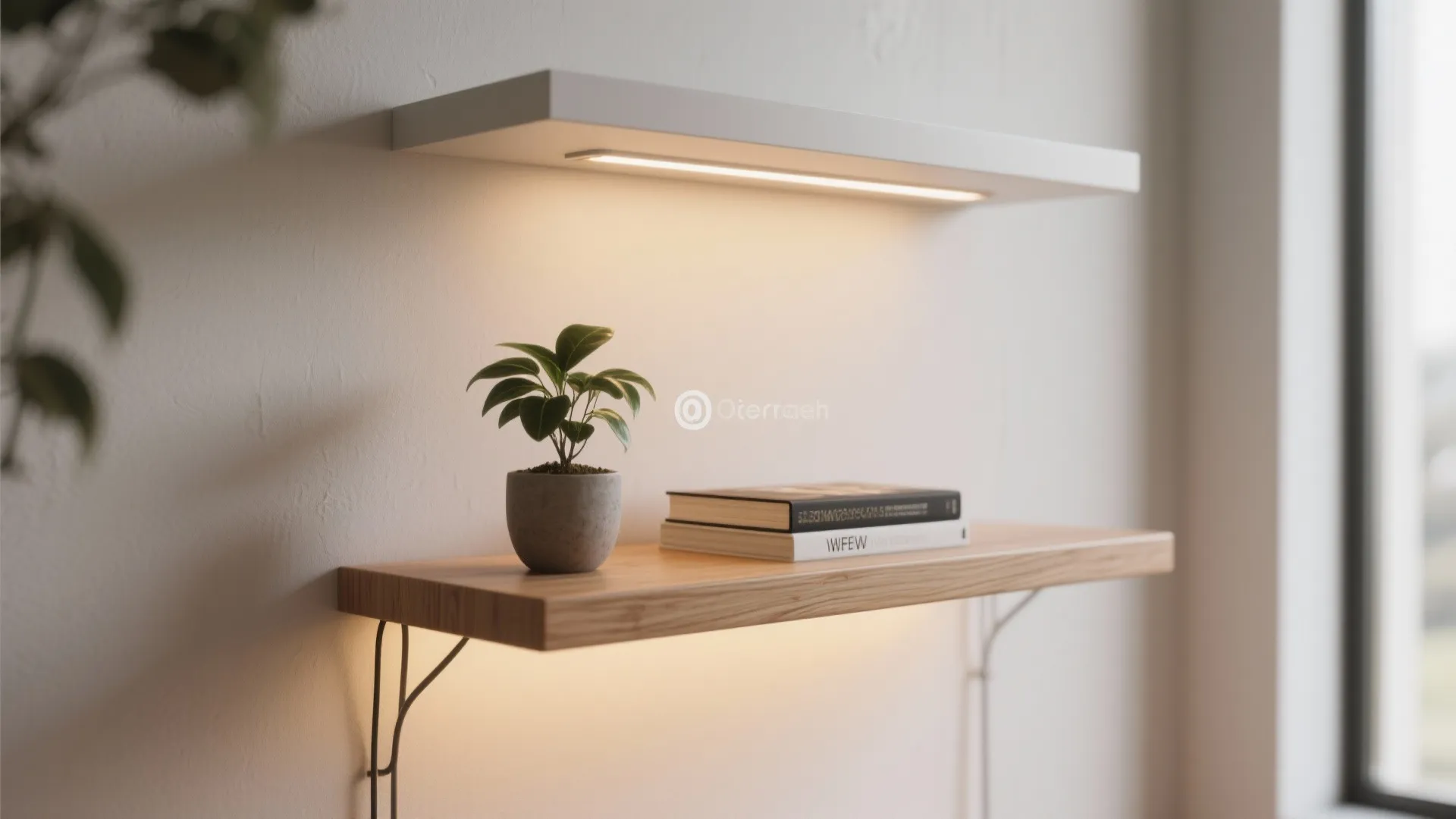 3. Integrated Shelf + Flush Wall Light Combo