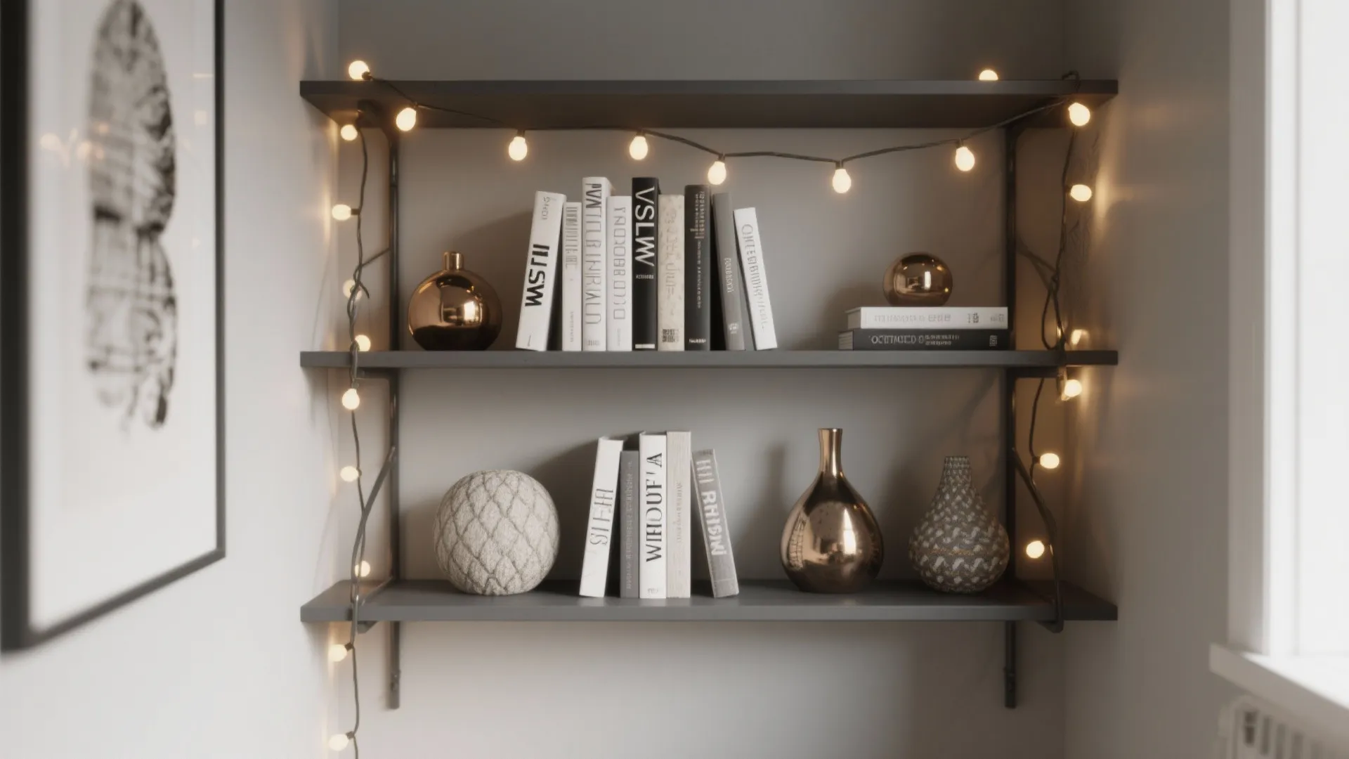 2. Turn shelving into a festive focal point