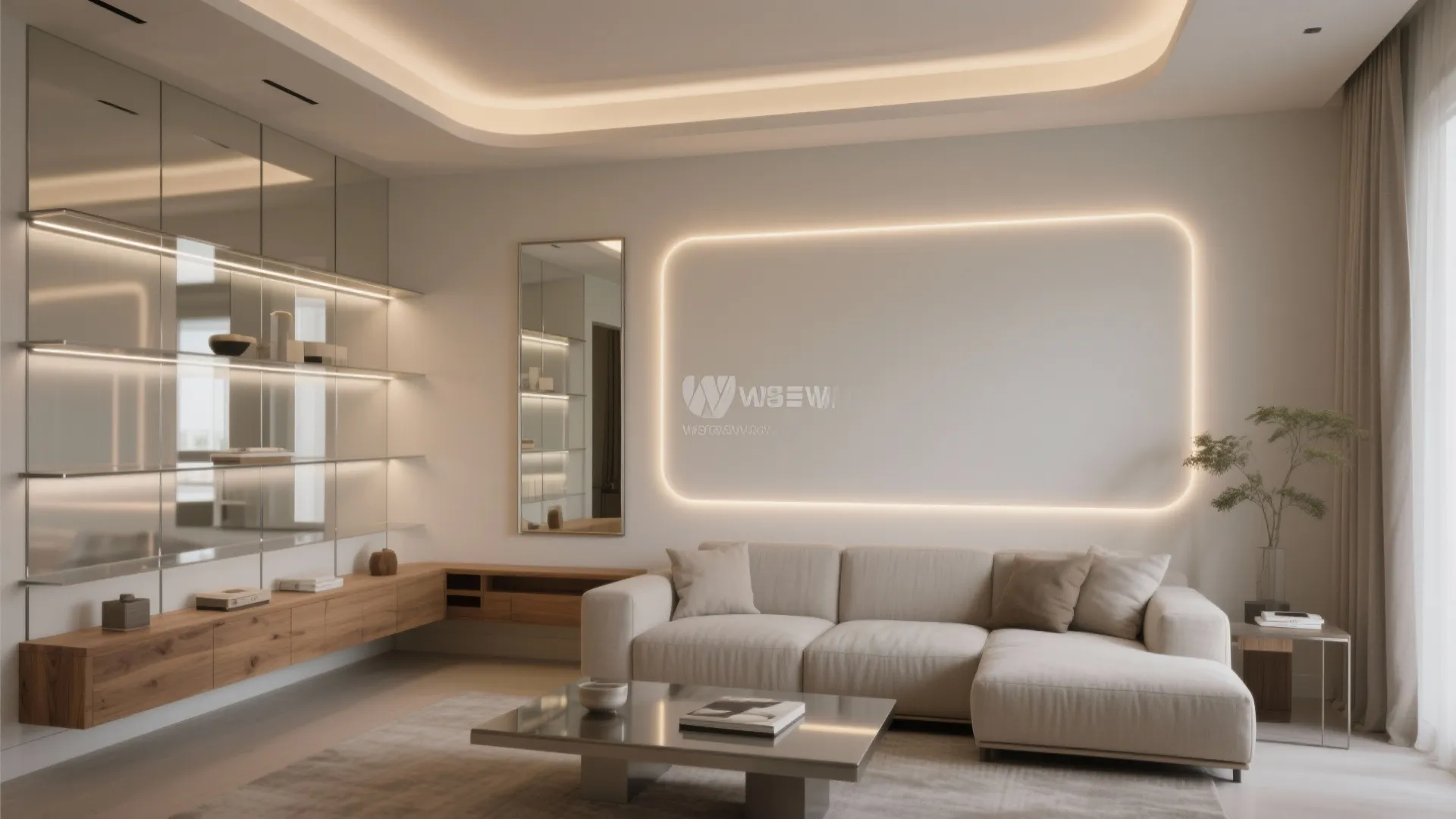 Reflective materials and hidden lighting accents