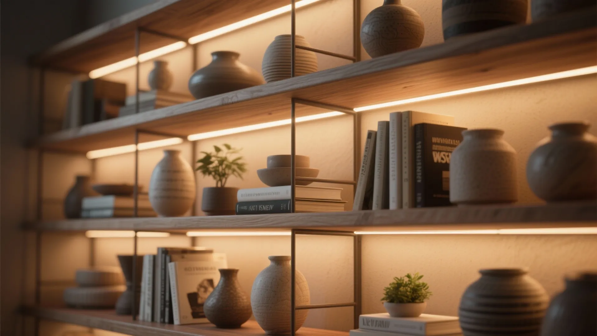 2. Accent Lighting for Open Shelving
