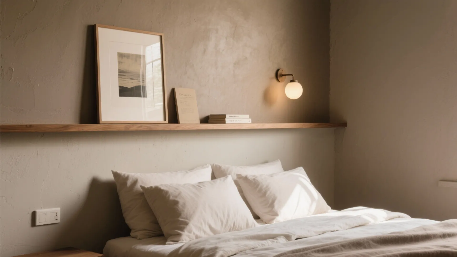 3) Shelf‑ledge headboard wall