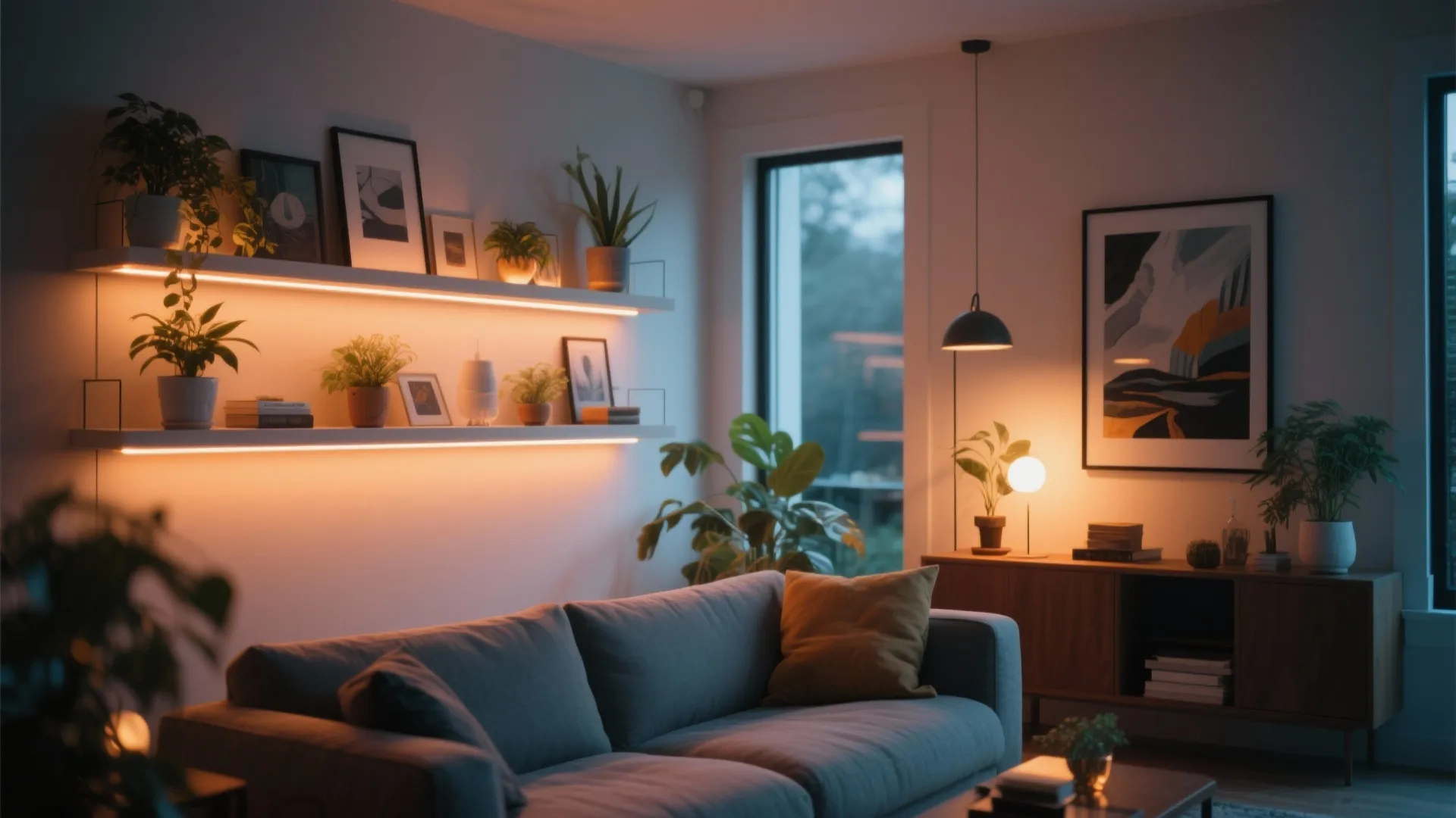 10. Accent Lighting with Shelves