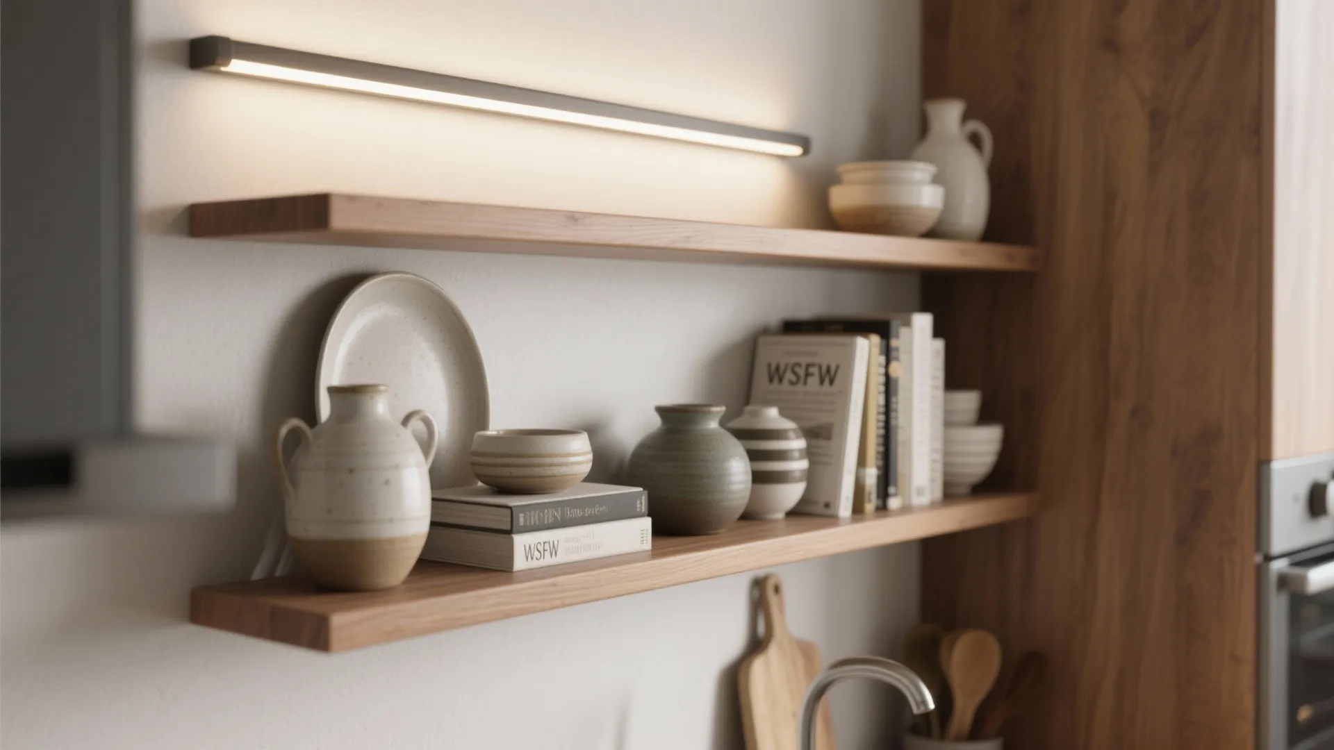 Slim Linear Over Open Shelving