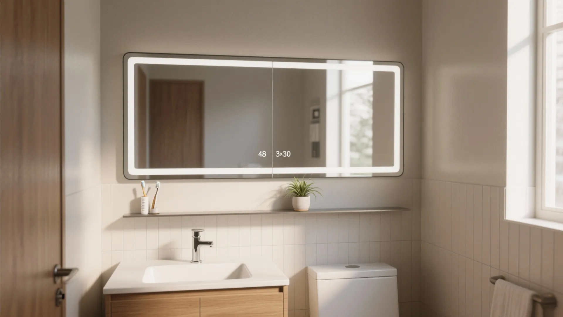 3. Slim Frame + Floating Shelf for Function and Flair