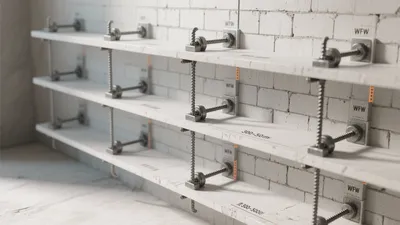 Industrial Style Wall Shelving with Concrete Finish