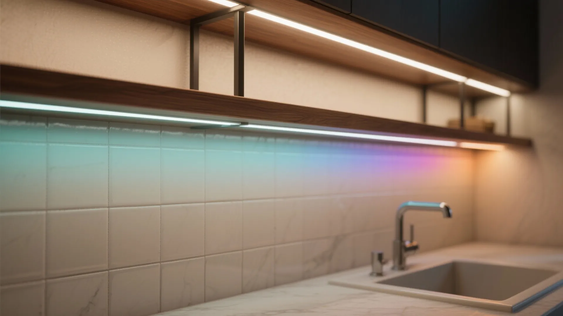 5. Integrated shelf lighting or smart RGB strip