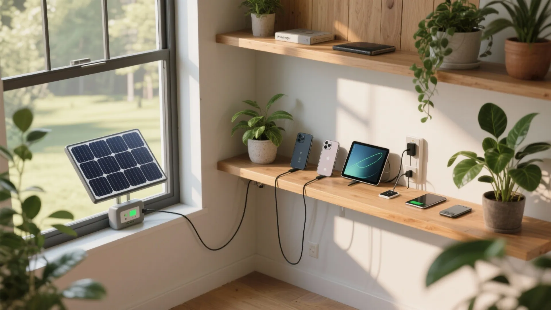 1. Combine solar chargers with multifunctional shelving
