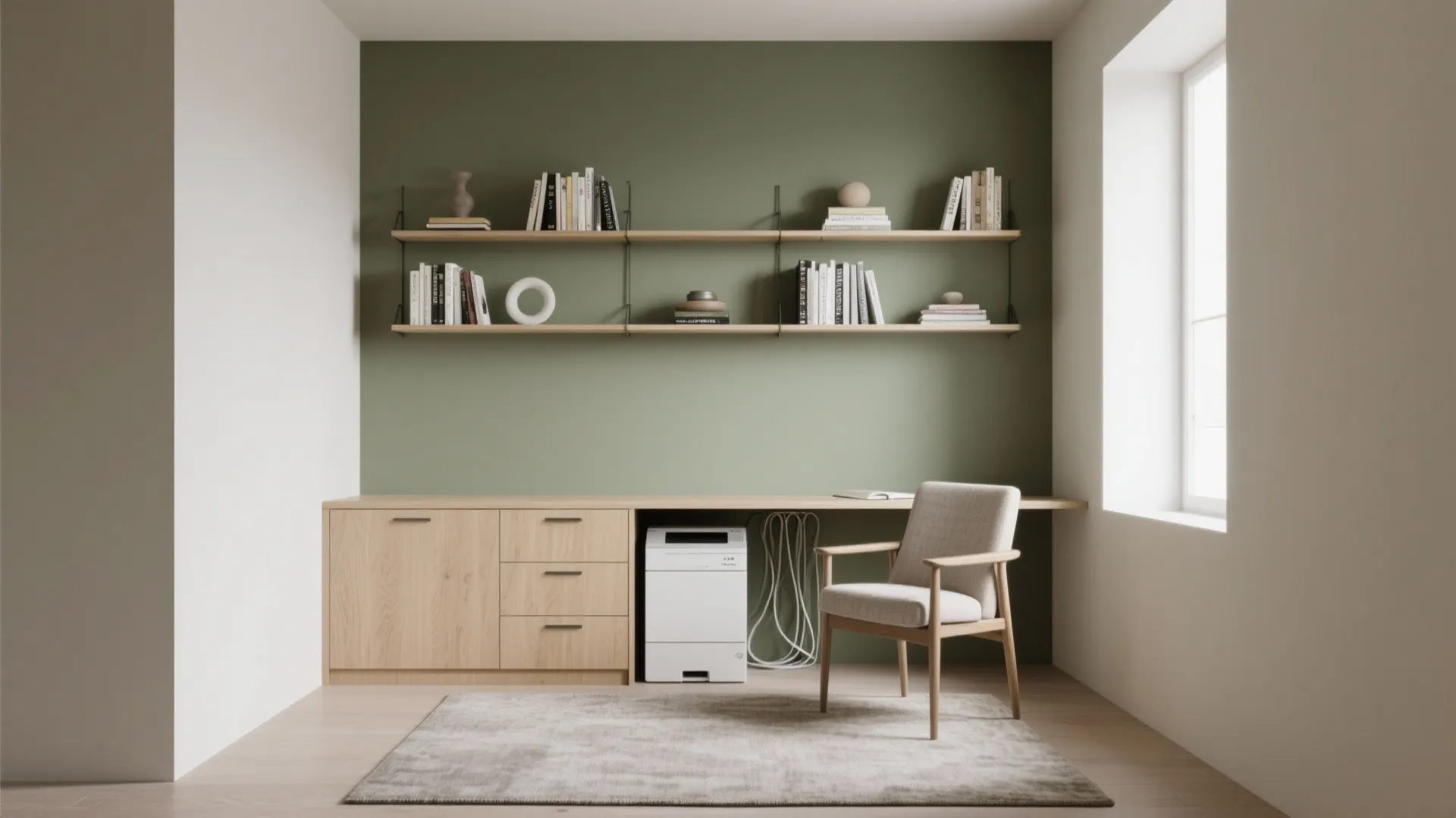 Minimalist shelving with hidden storage