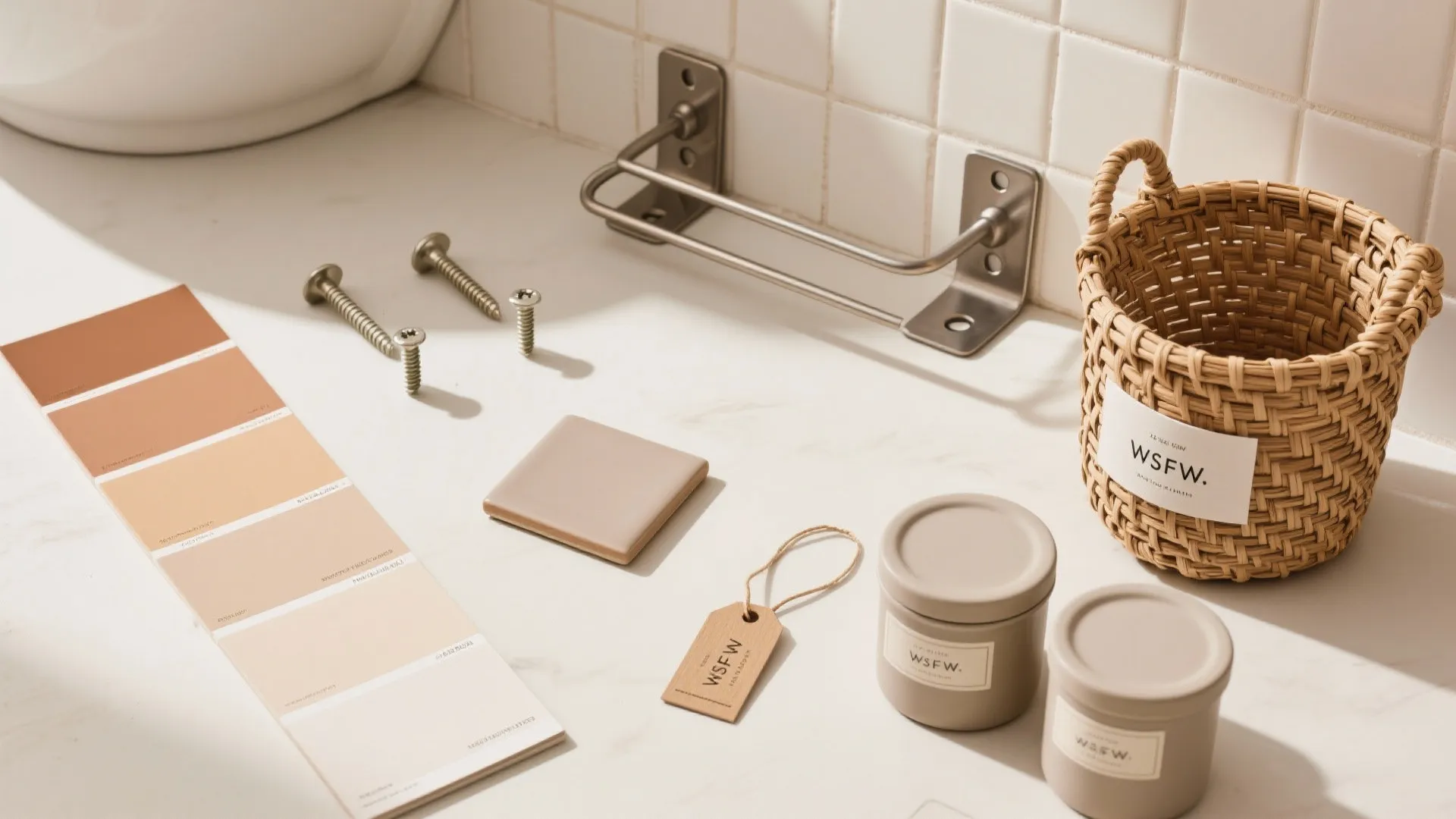 Over-the-toilet and above-door shelving that disappears